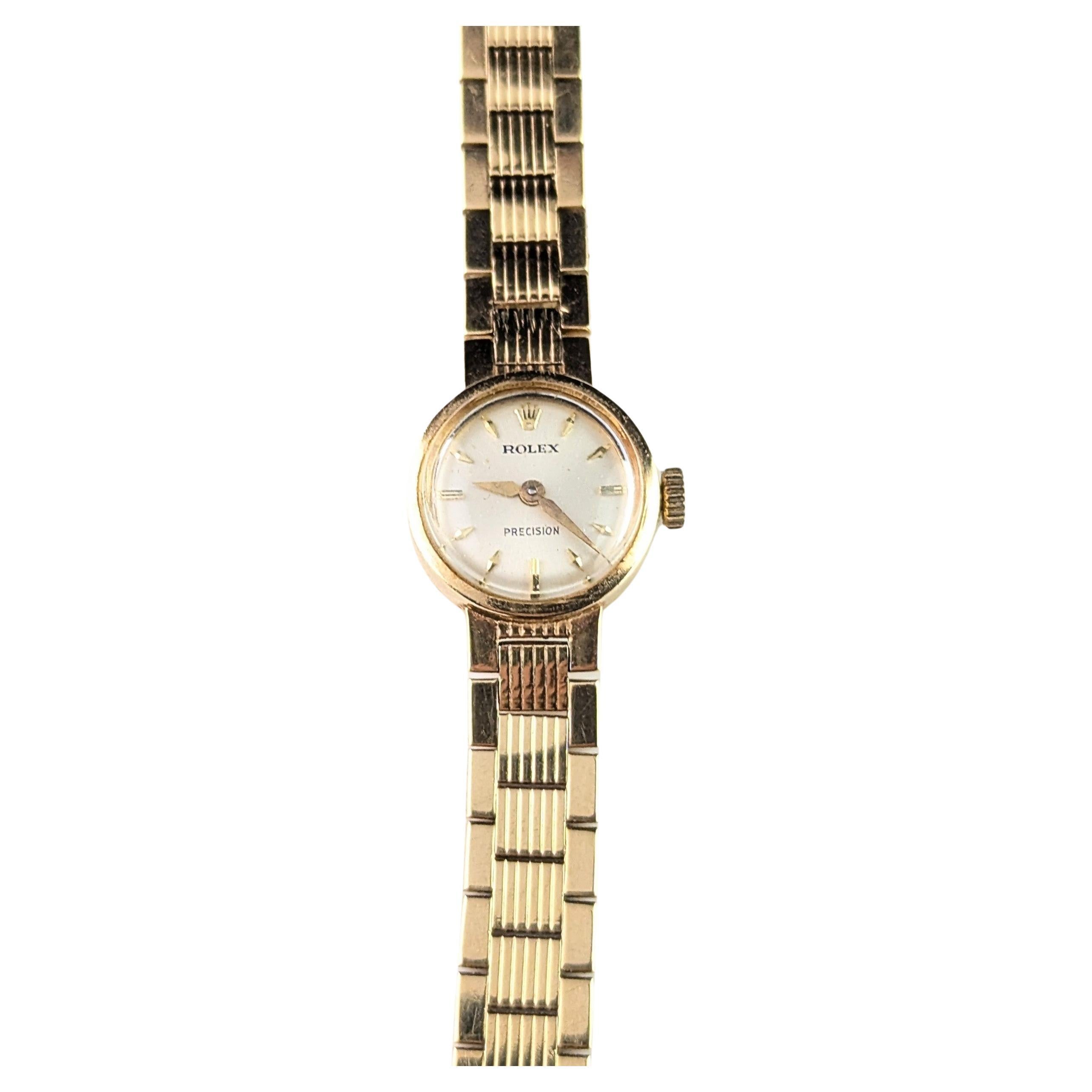 Vintage 9k gold Ladies Rolex precision wristwatch, 1954 at 1stDibs