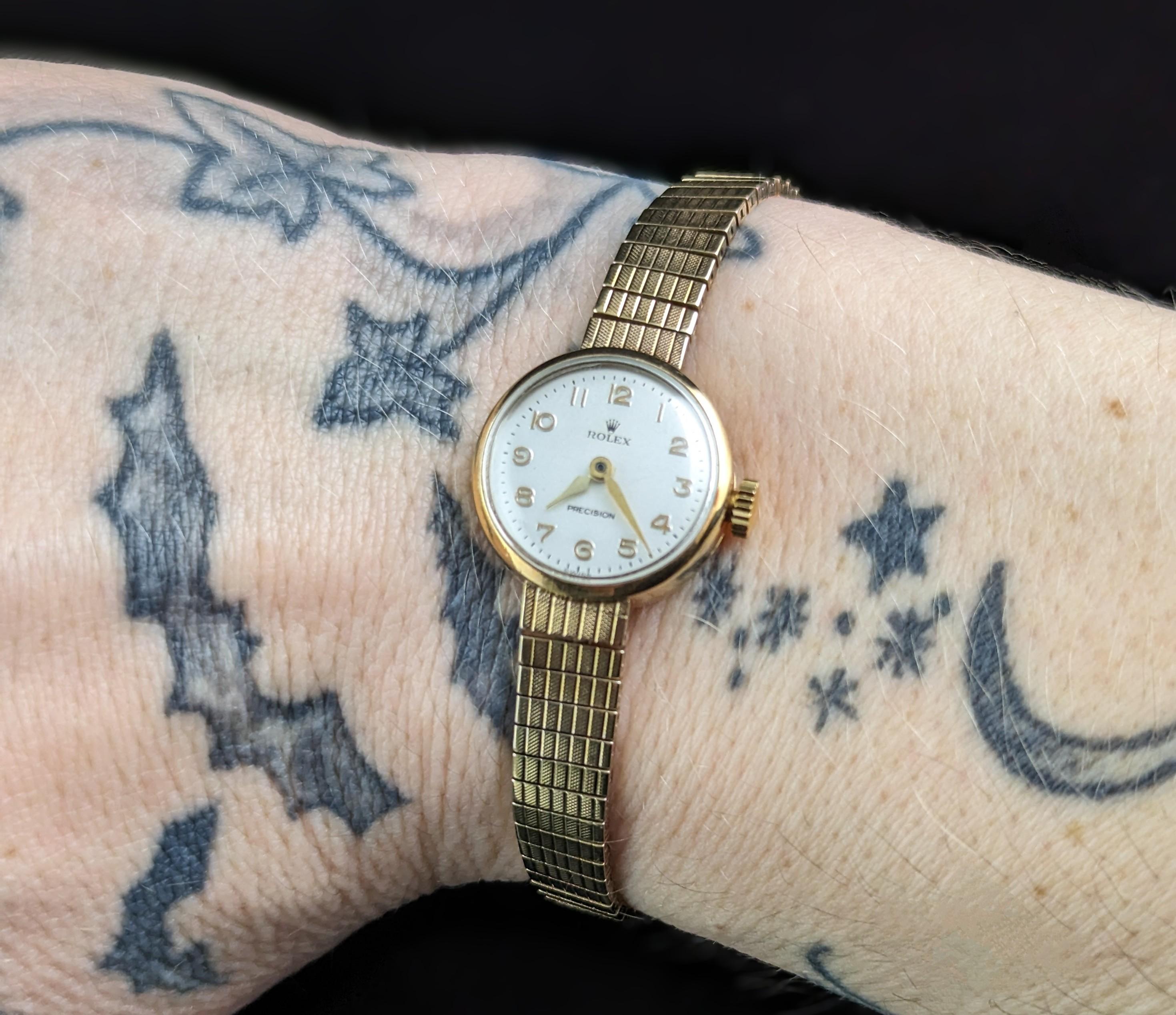 Vintage 9k gold Ladies Rolex Precision wristwatch, boxed watch  For Sale 9