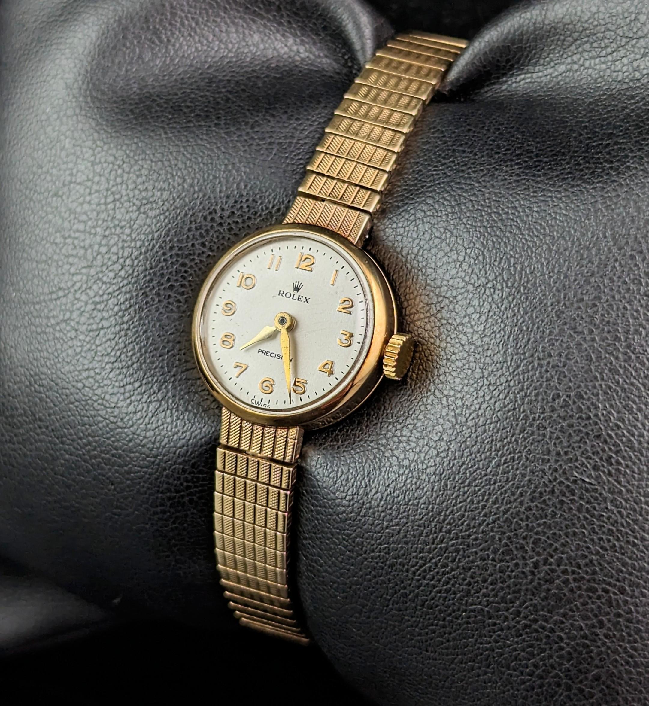 Vintage 9k gold Ladies Rolex Precision wristwatch, boxed watch  12