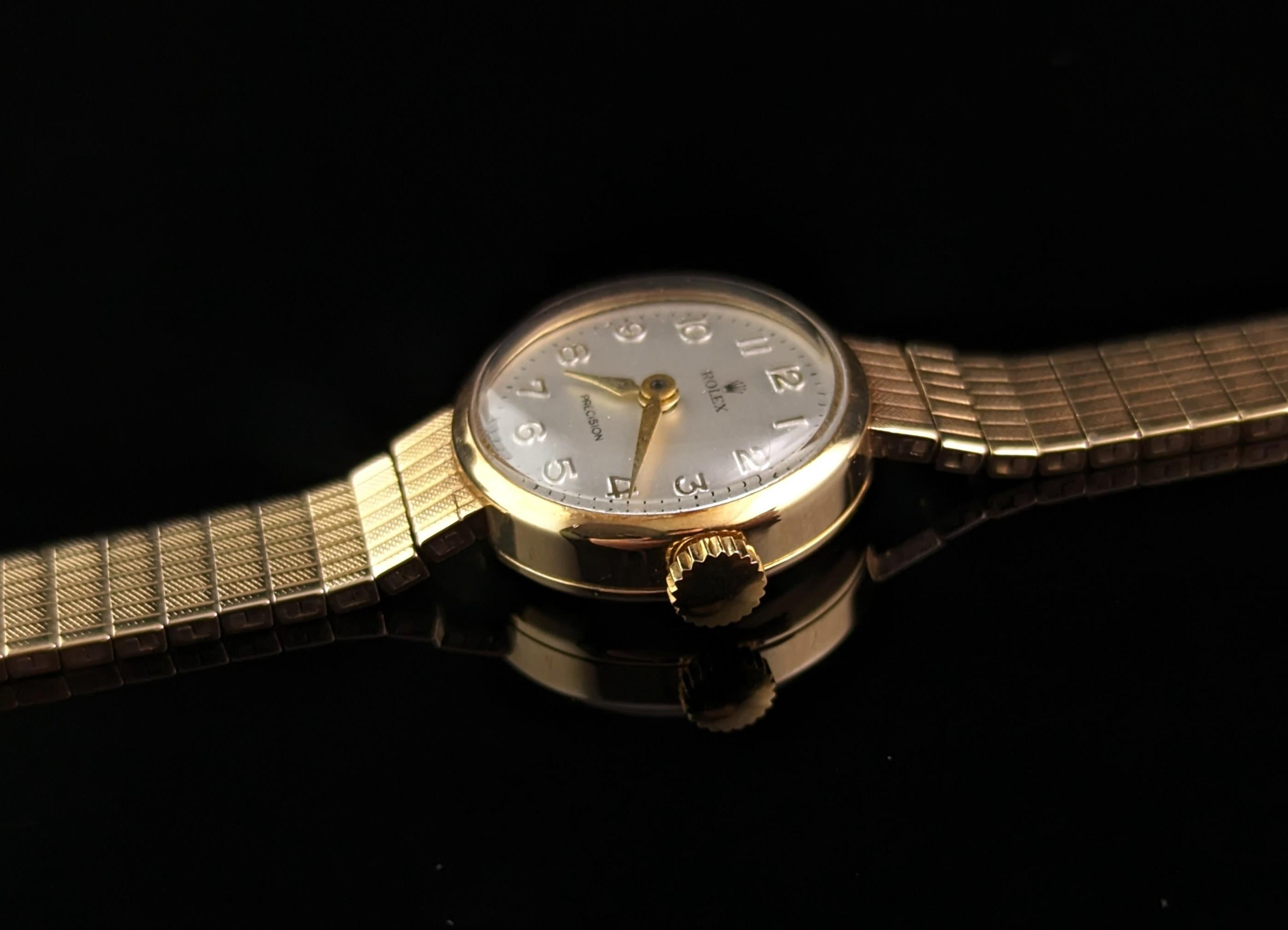 Vintage 9k gold Ladies Rolex Precision wristwatch, boxed watch  For Sale 1