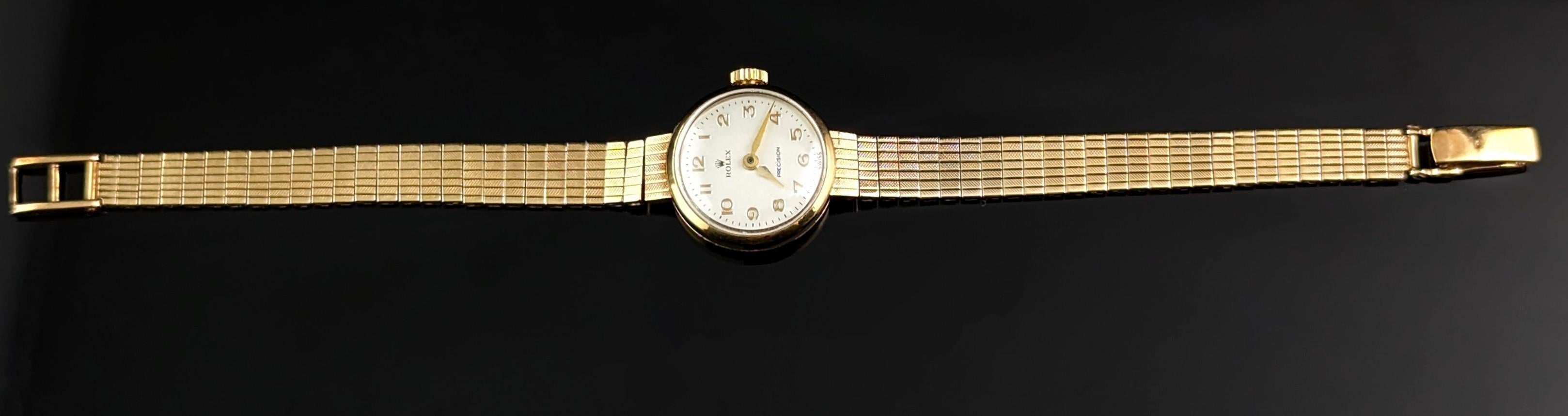 Vintage 9k gold Ladies Rolex Precision wristwatch, boxed watch  2