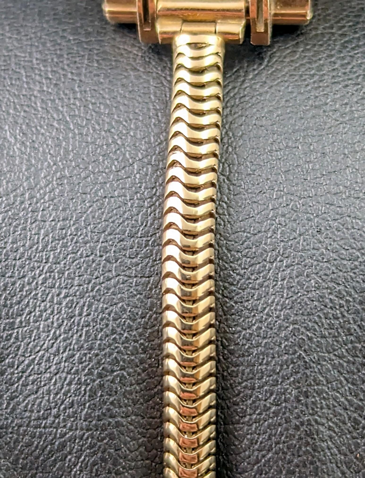 Vintage 9k gold Ladies Rolex precision wristwatch, snake link bracelet strap 6