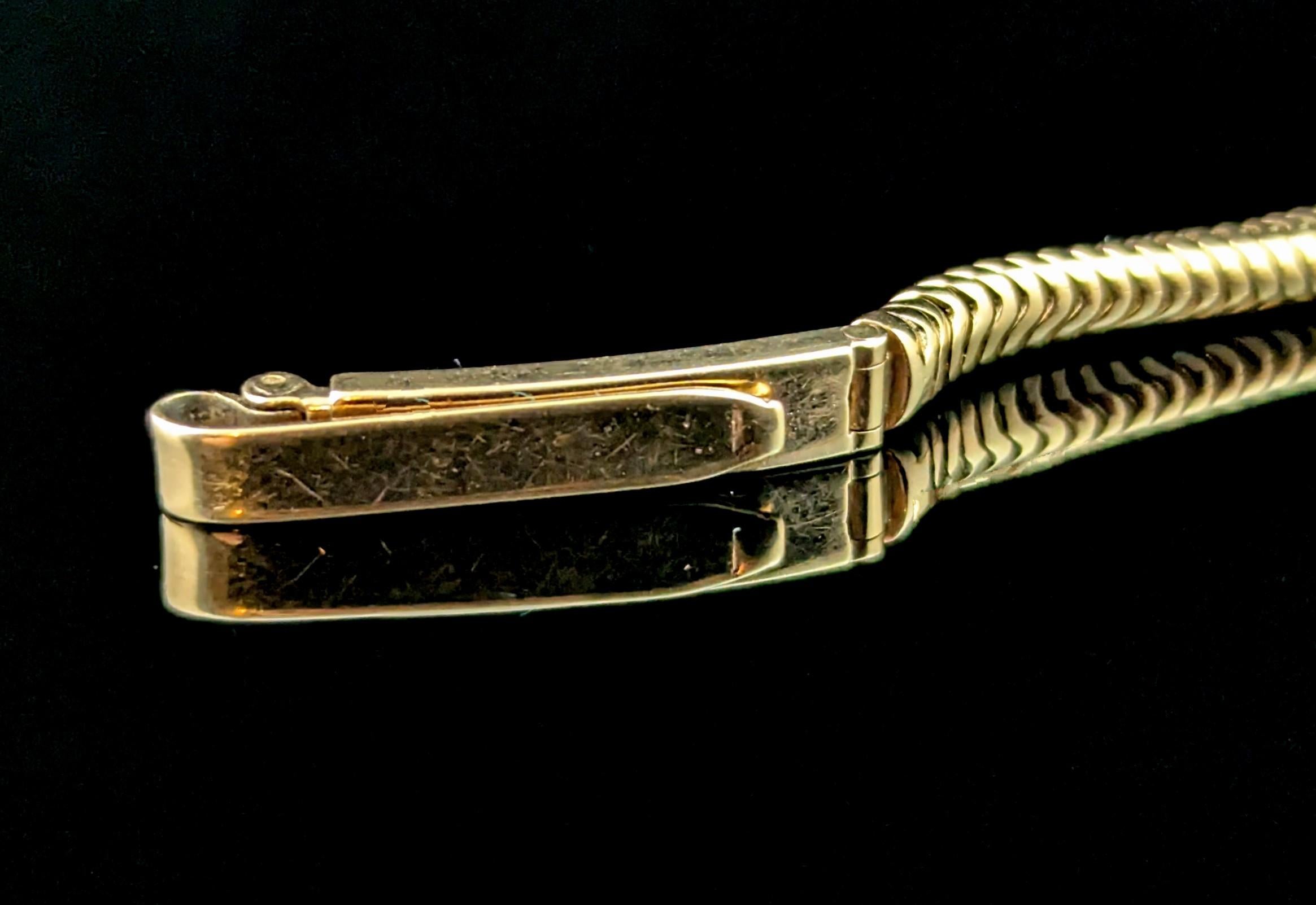 Vintage 9k gold Ladies Rolex precision wristwatch, snake link bracelet strap 1