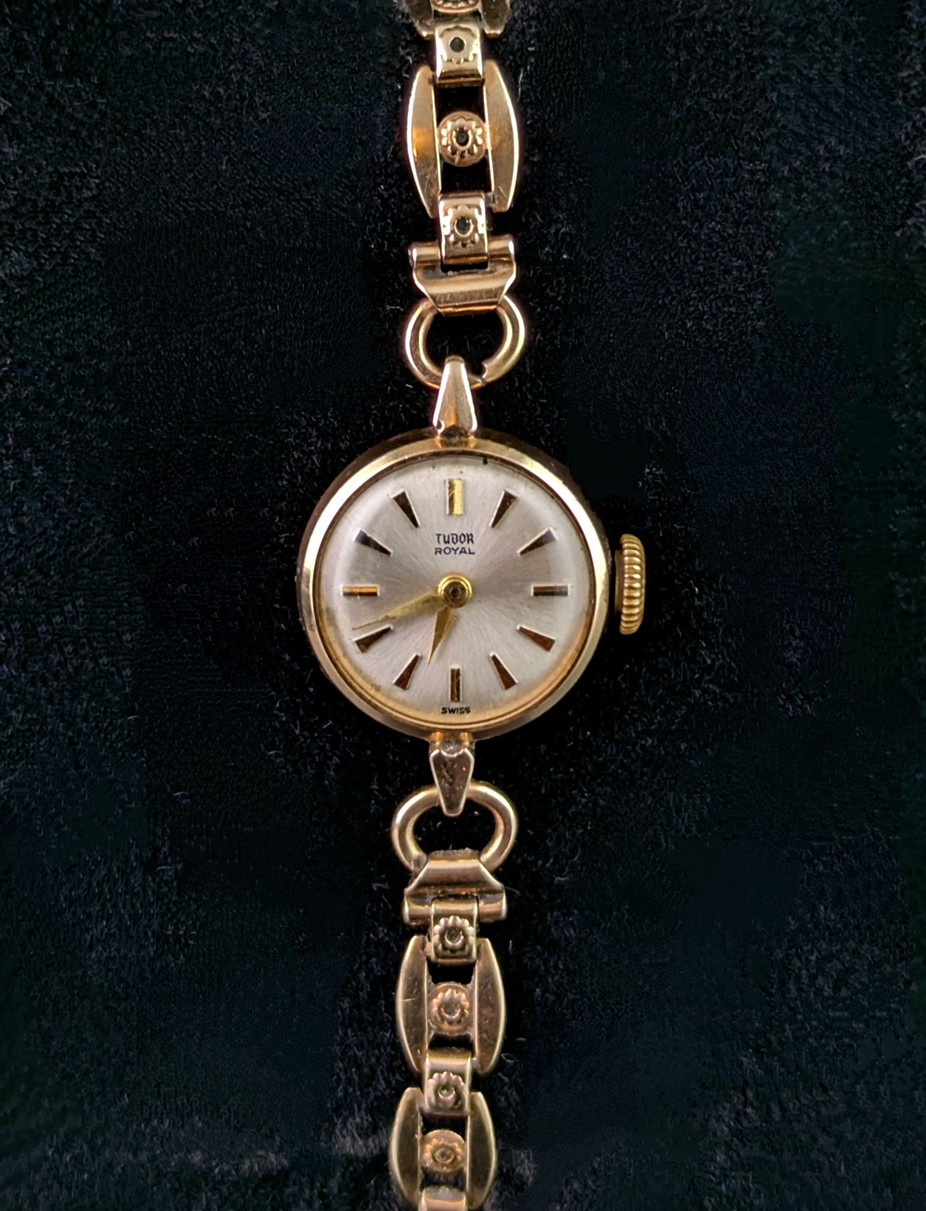 Vintage 9k Gold Damen Tudor Royal Armbanduhr (Retro) im Angebot