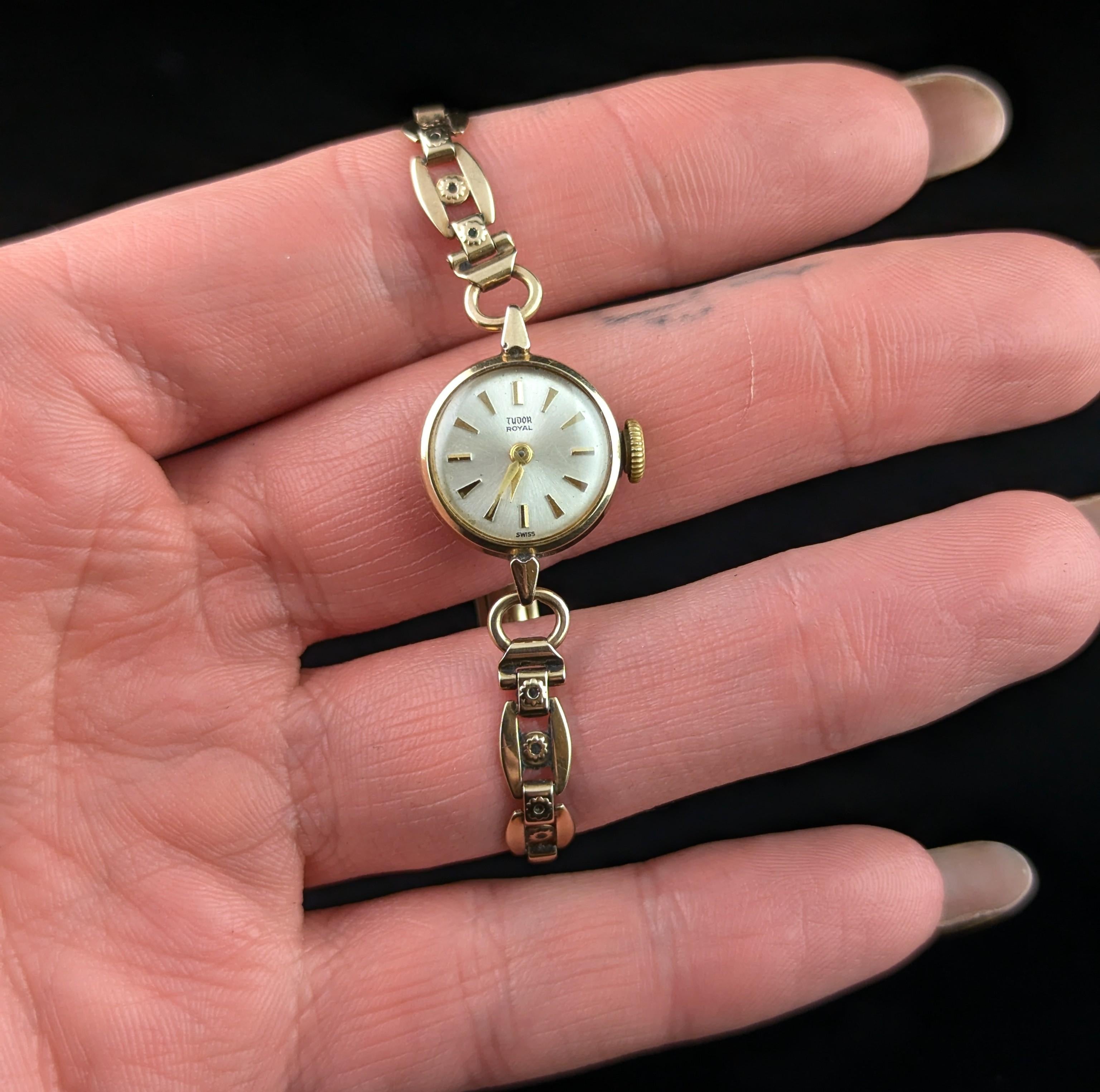 Vintage 9k Gold Damen Tudor Royal Armbanduhr im Angebot 2