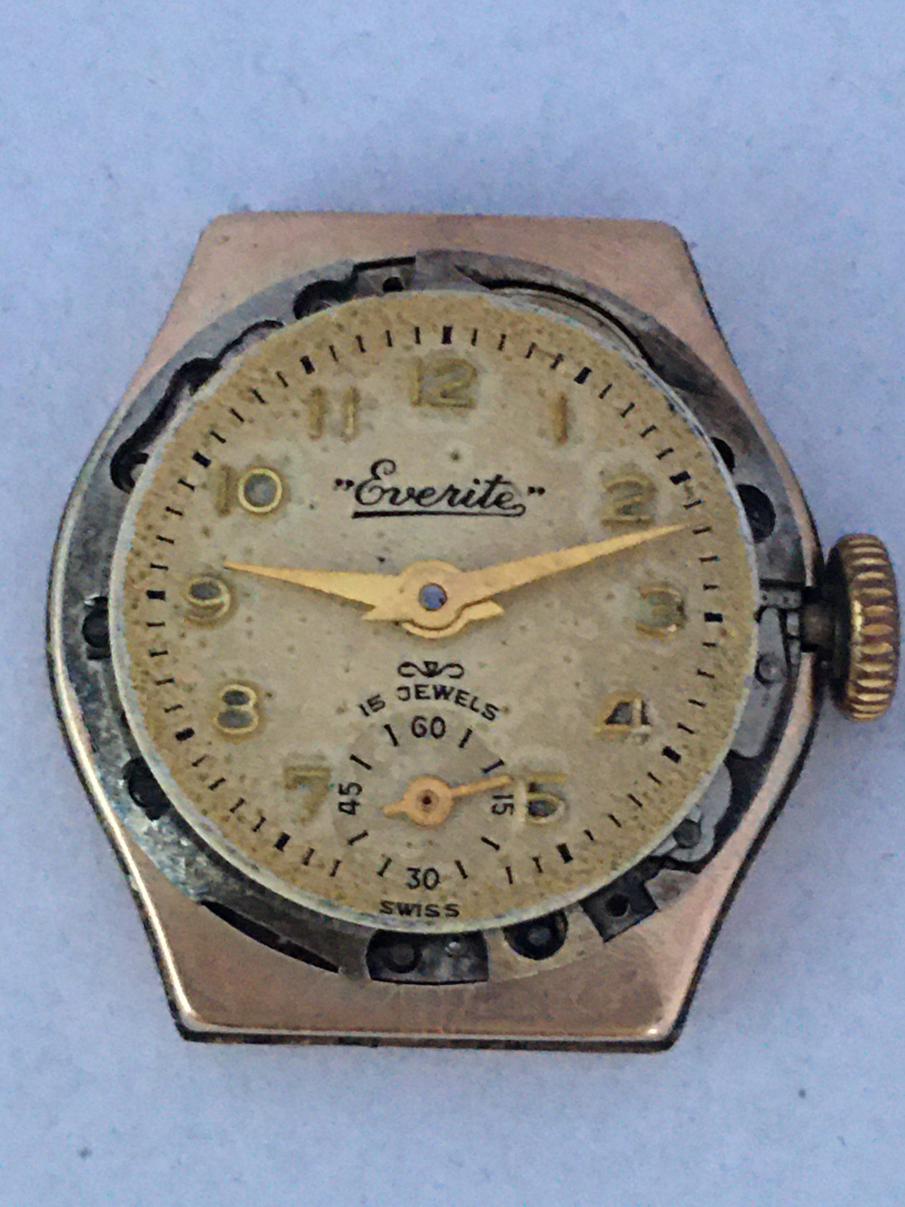 Vintage 9 Karat Gold London Case Made Ladies Mechanical Watch For Sale 4