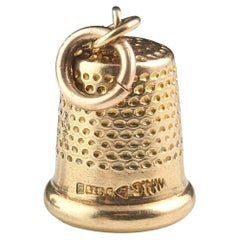 Vintage 9k gold miniature thimble charm, pendant 