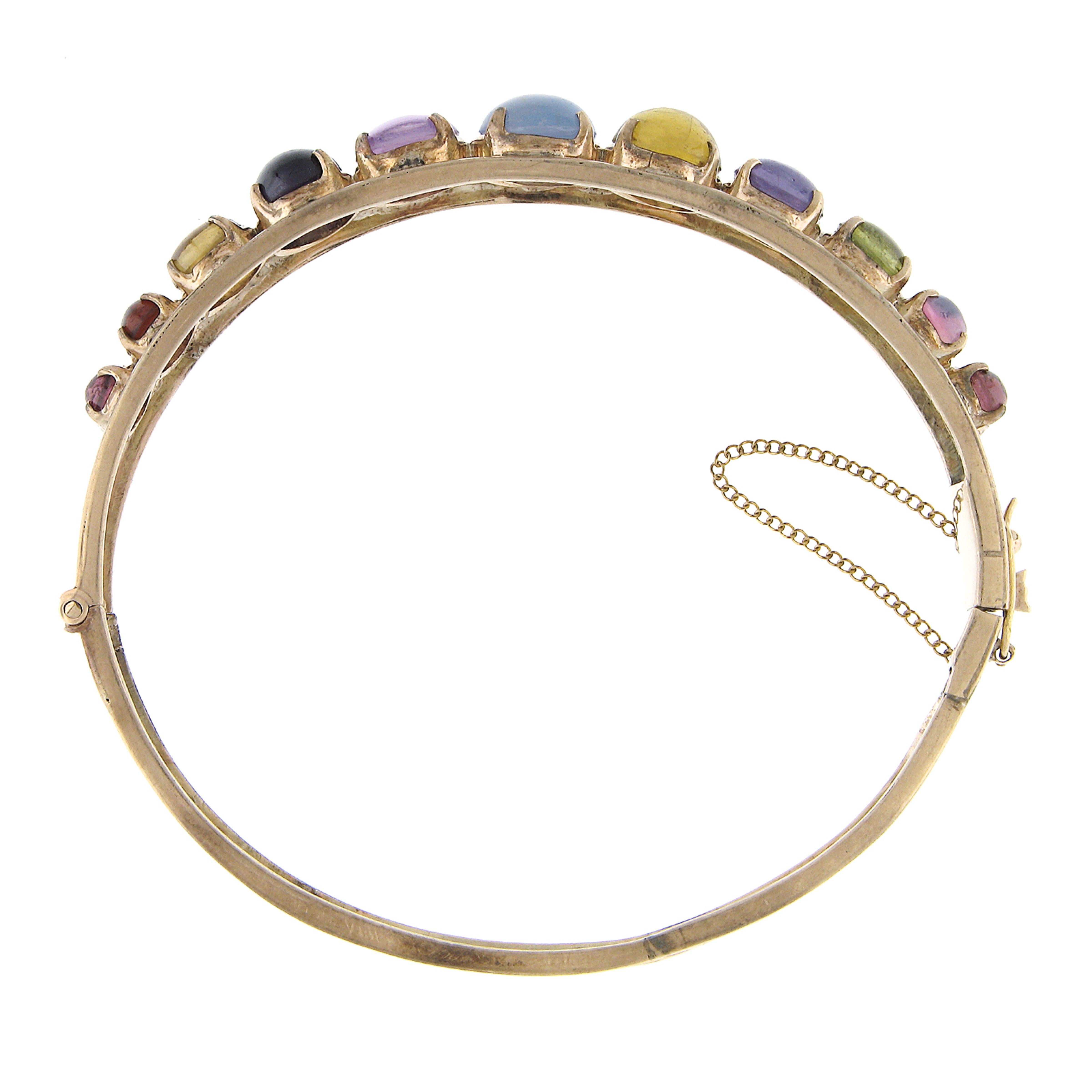 Vintage 9k Gold Multi bunte Steine w / Stern Saphir offene Arbeit Armreif Armband im Angebot 4
