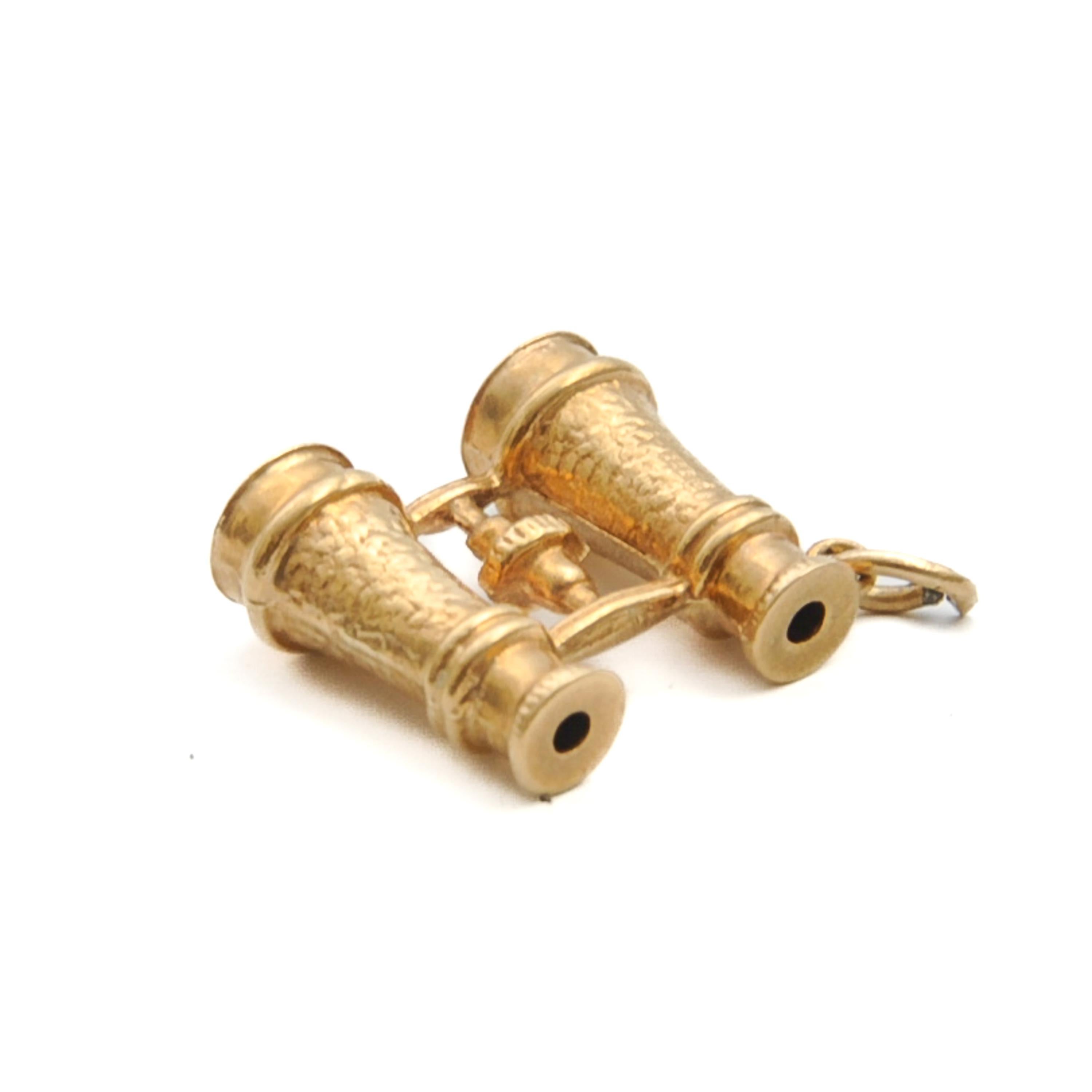 Vintage 9K Gold Opera Binoculars Charm Pendant For Sale 1