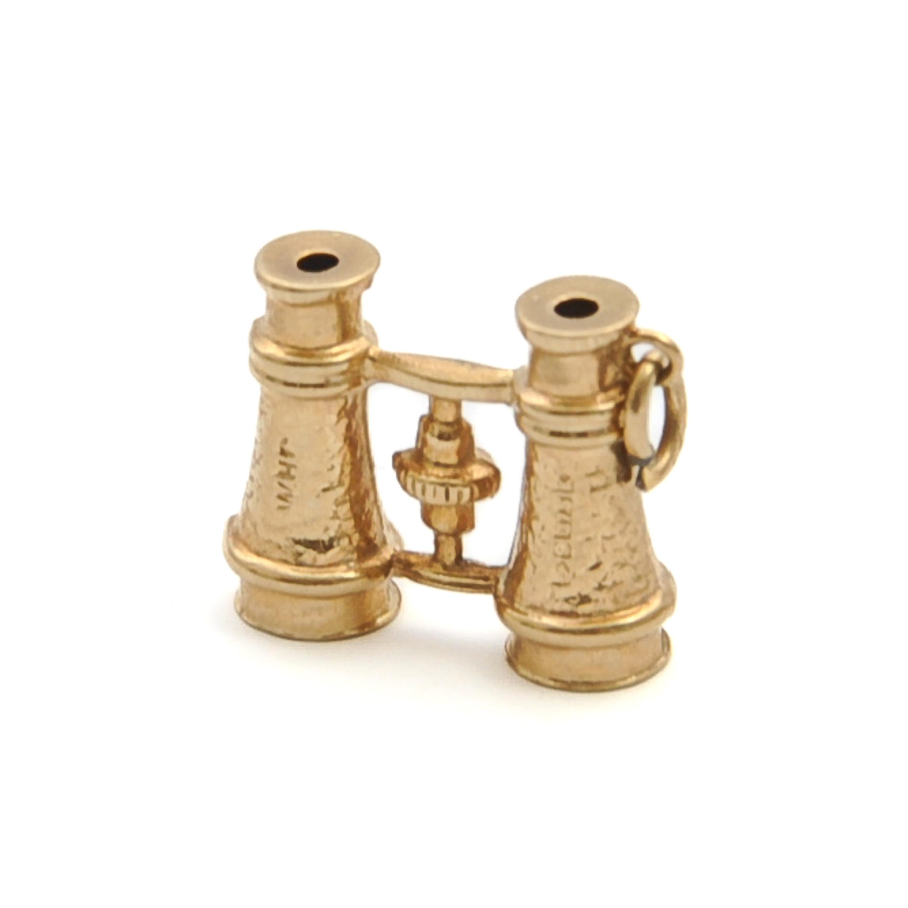 Vintage 9K Gold Opera Binoculars Charm Pendant For Sale 2