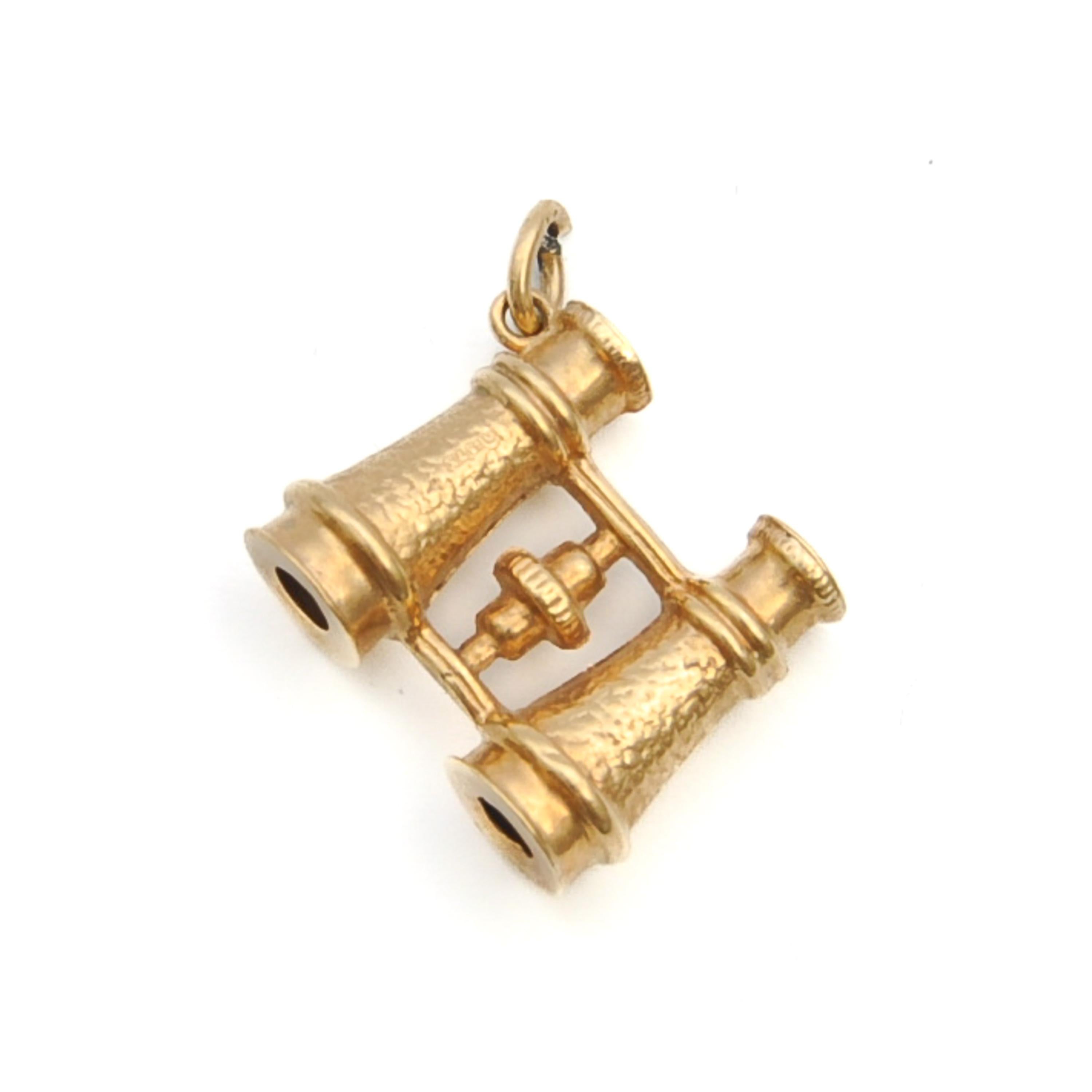 Vintage 9K Gold Opera Binoculars Charm Pendant For Sale 3