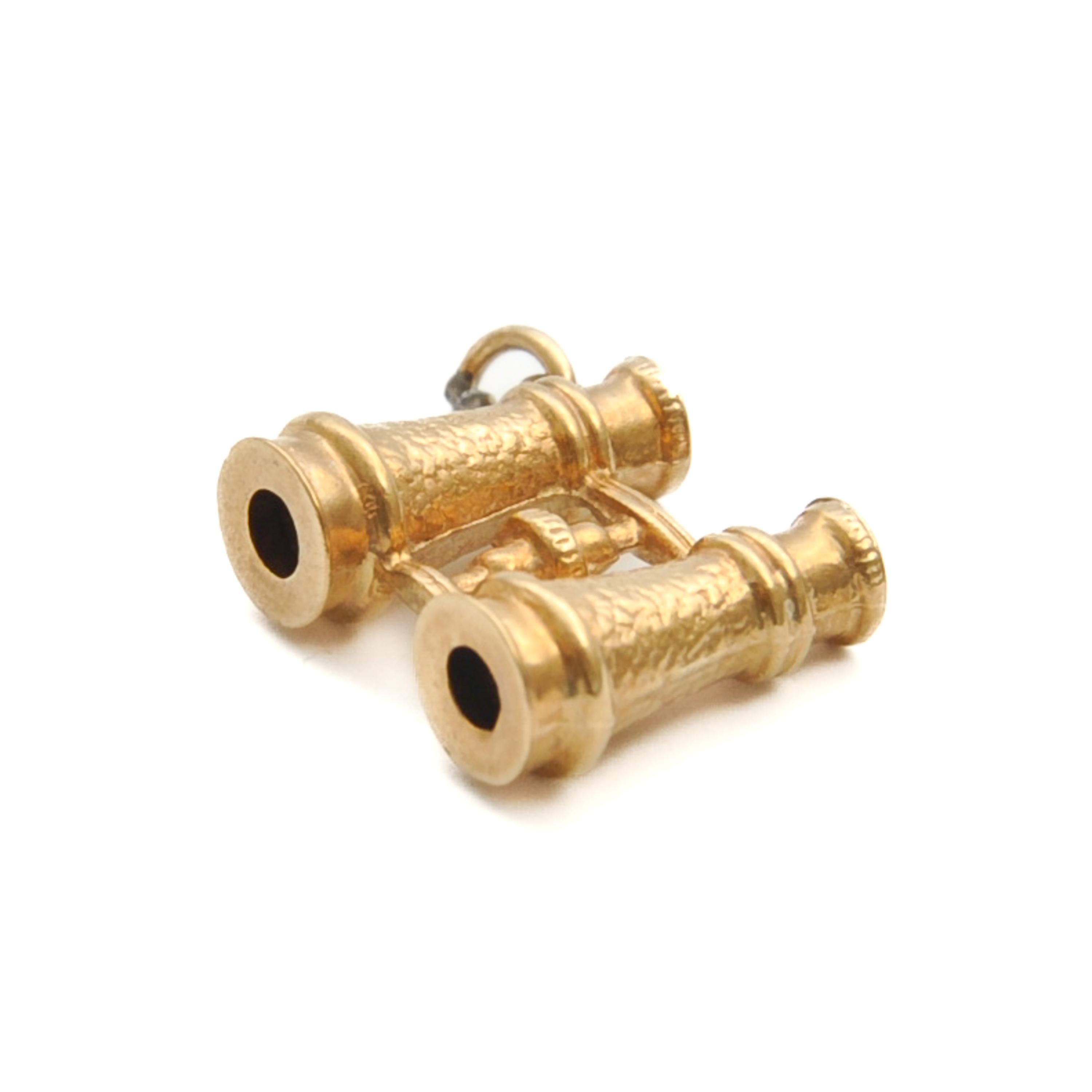 Vintage 9K Gold Opera Binoculars Charm Pendant For Sale 4