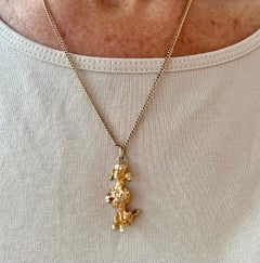 Vintage 9K Gold Poodle Dog Charm Pendant