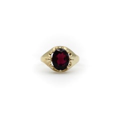 Vintage 9K Gold Rhodolite Garnet Ring with Belcher Setting
