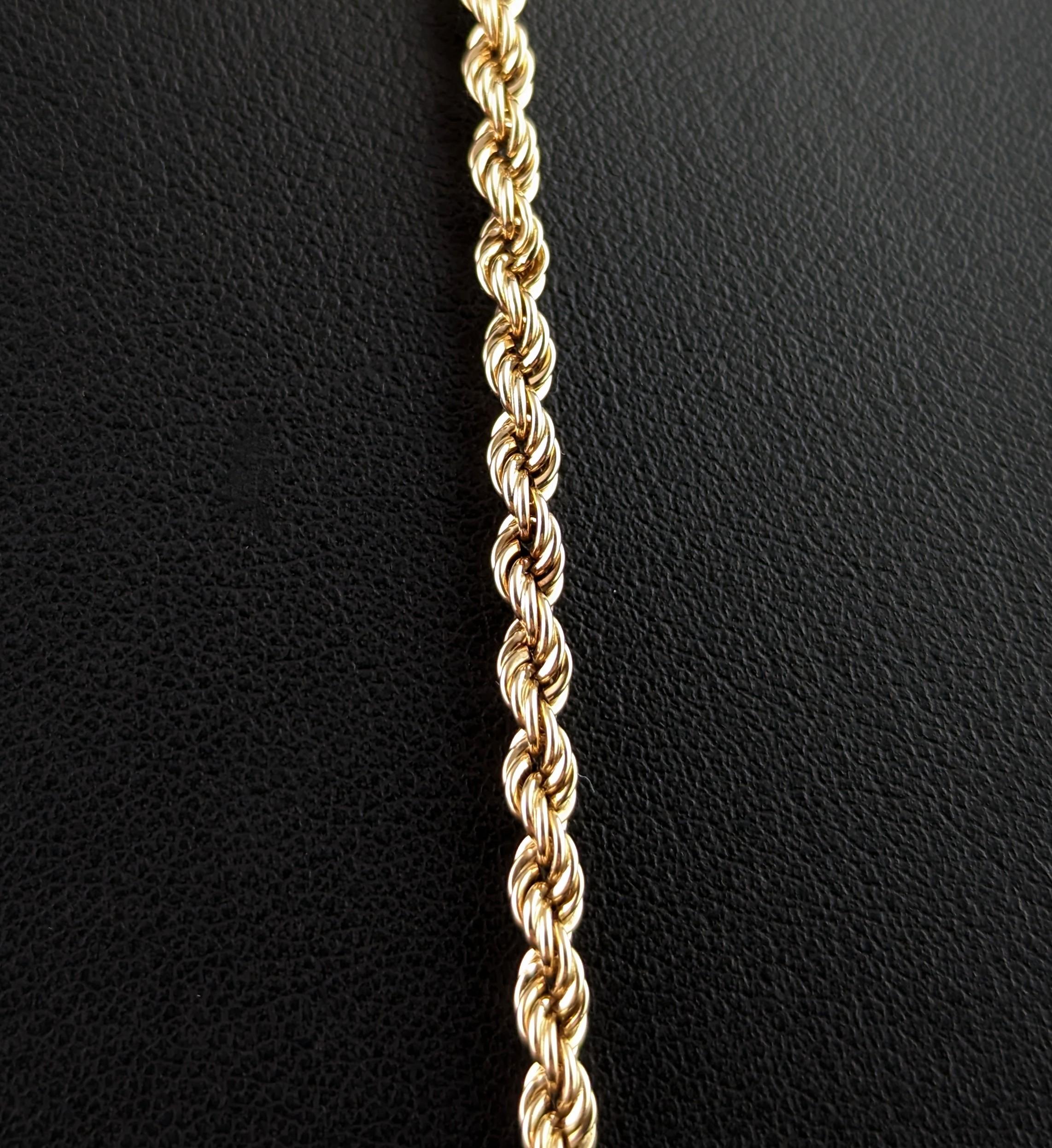 Vintage 9k Gold Rope Twist Chain Necklace, Long  4