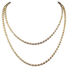 Vintage 9k Gold Rope Twist Chain Necklace, Long 