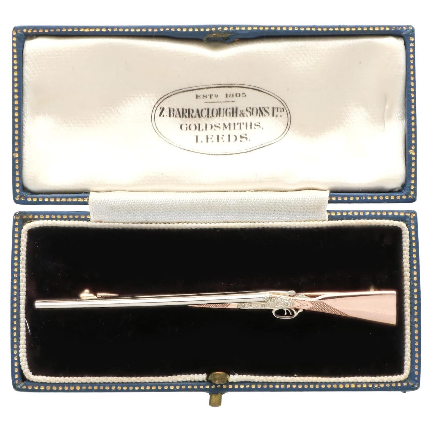 Spilla fucile d'epoca in oro 9k (1958)
