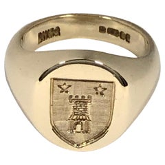 Vintage 9k Gold Signet Ring with Coat of Arms