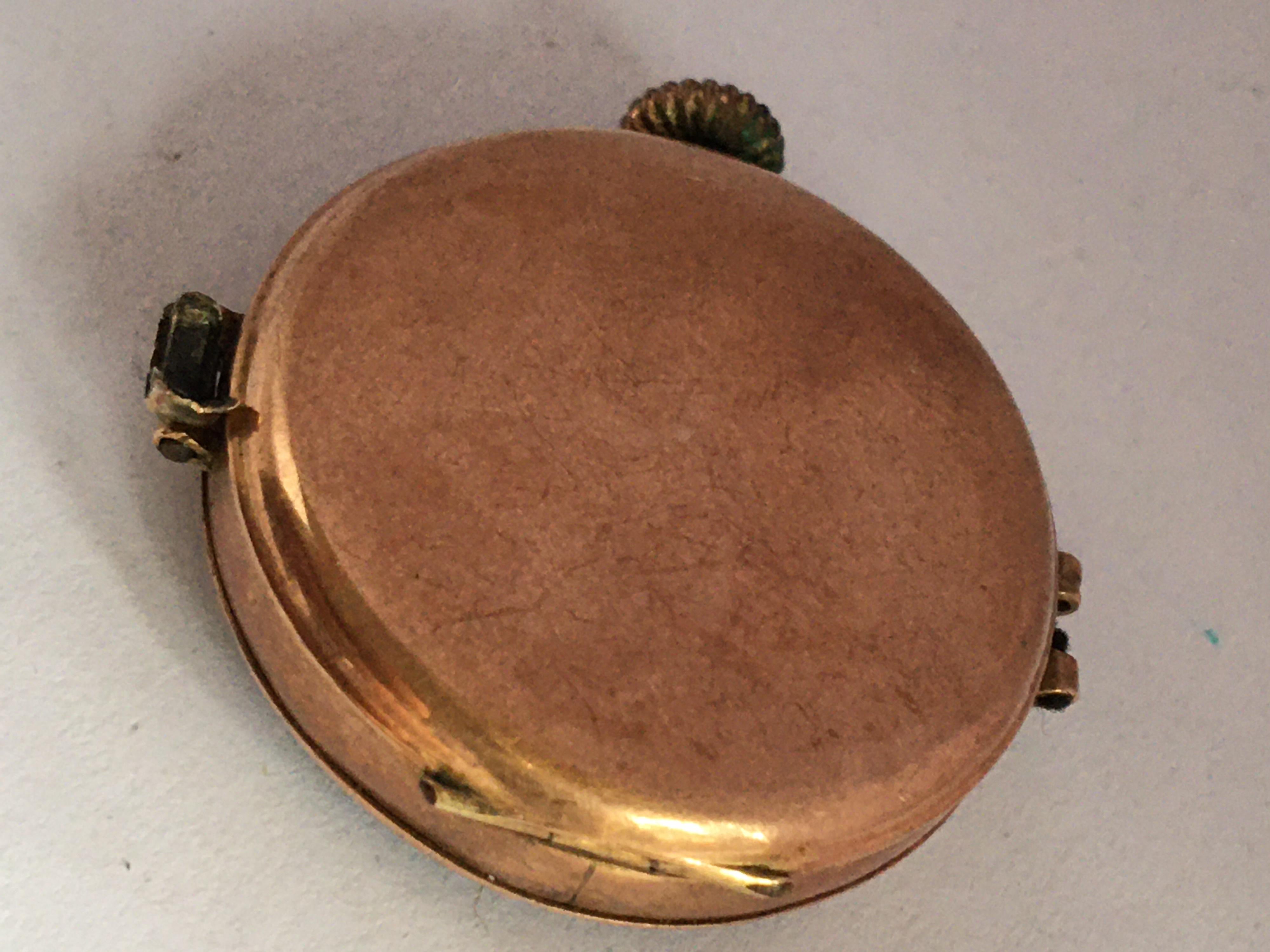 Vintage 9 Karat Gold Swiss Mechanical Ladies Trench Watch 'No Strap' For Sale 7