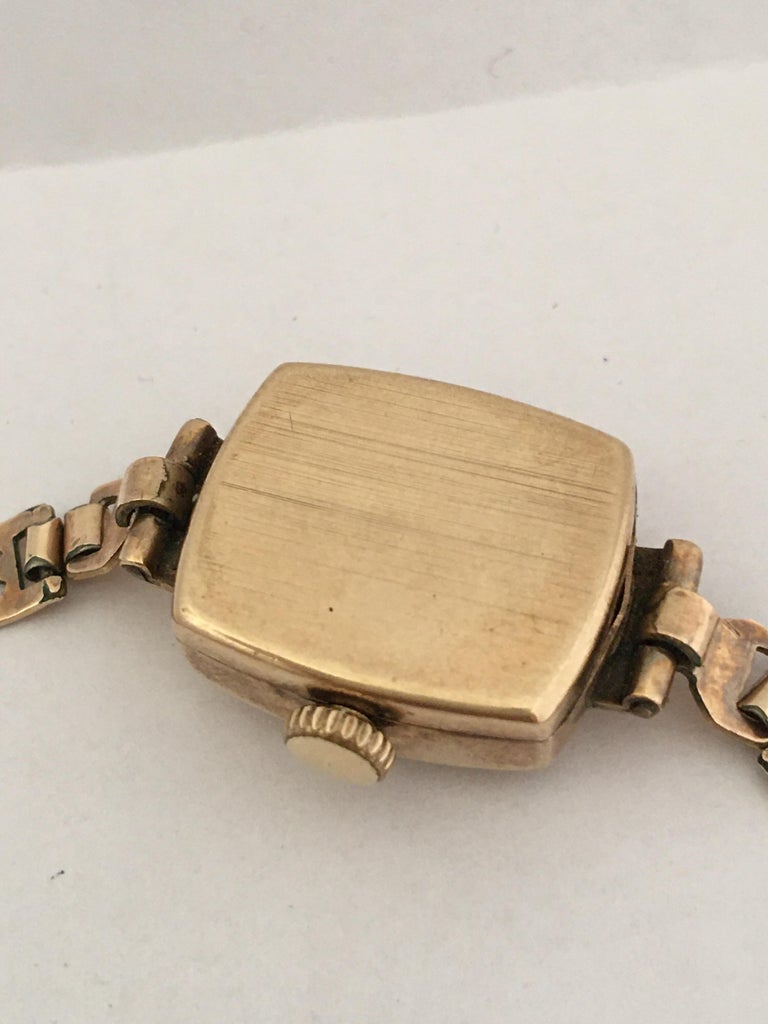 Vintage 9 Karat Gold Swiss Mechanical Ladies Watch For Sale 10