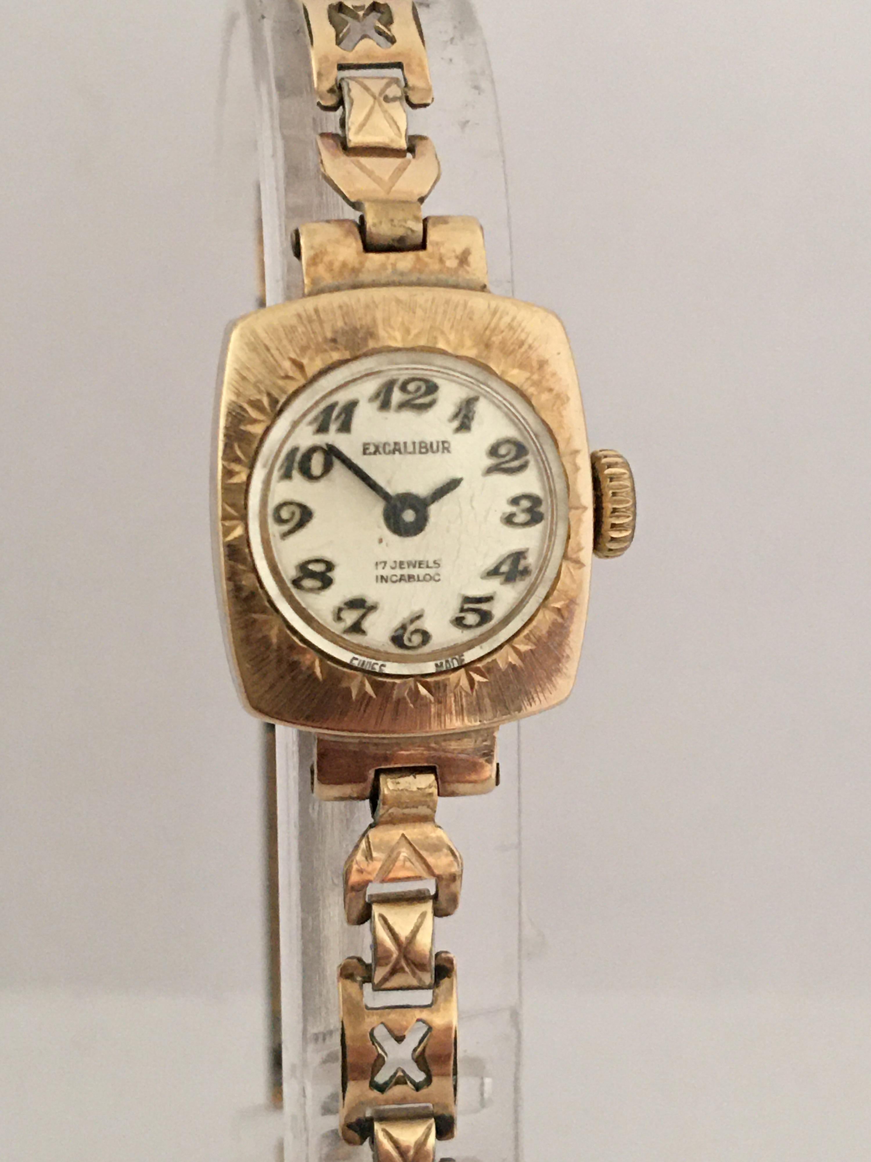 Vintage 9 Karat Gold Swiss Mechanical Ladies Watch For Sale 9