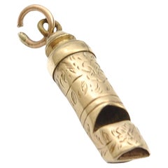 Retro 9K Gold Whistle Charm Pendant