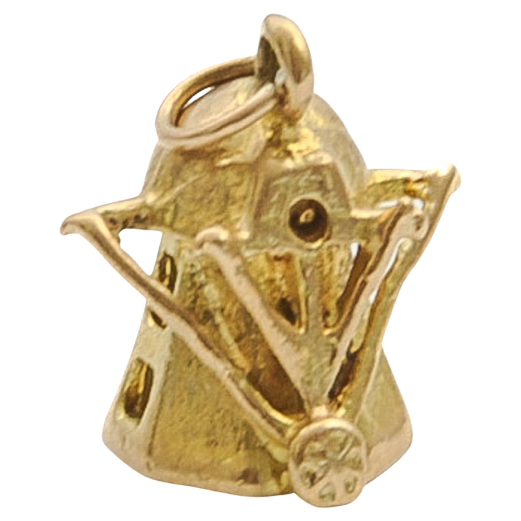 Vintage 9K Gold Windmill Charm Pendant