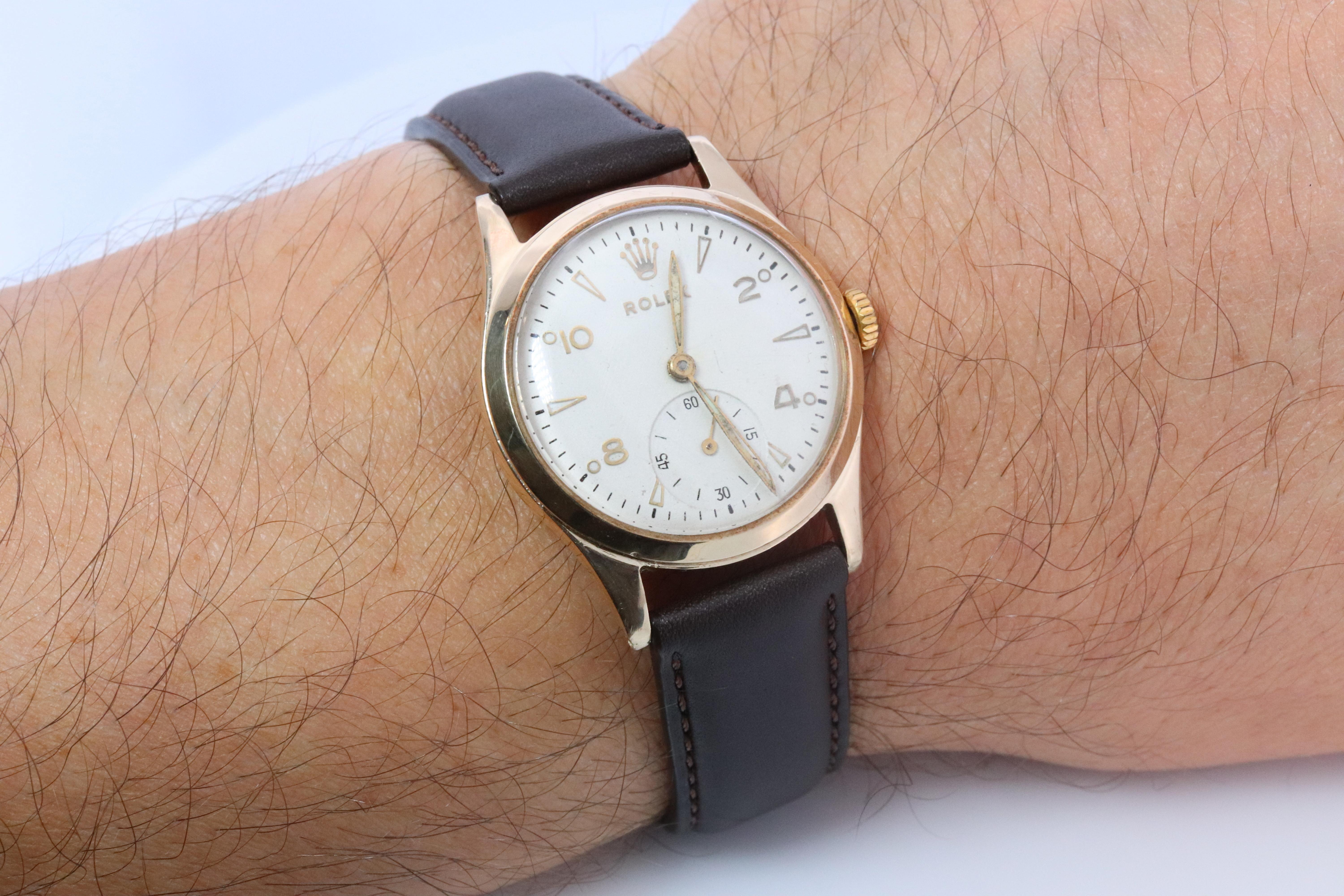 Vintage 9k ROLEX Watch. Rolex 9k YG 12324 Dress Watch 1940s Pour hommes en vente