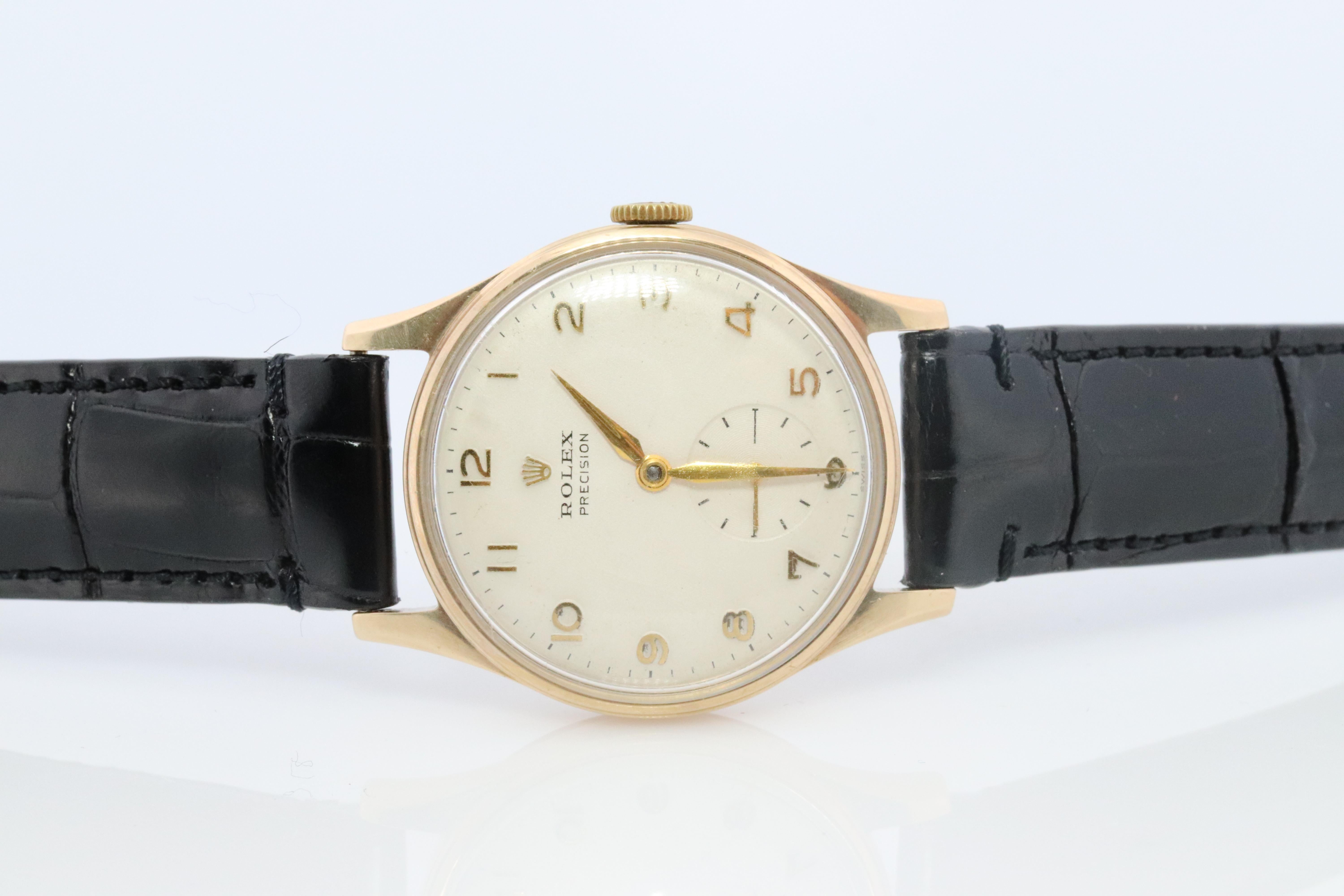 Modern Vintage 9k ROLEX Watch. Rolex 9k YG 12868 Dress Watch 1950s For Sale