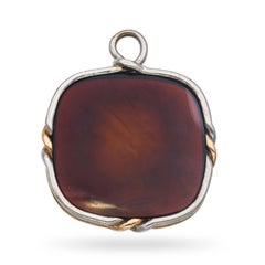 Vintage 9k Rose Gold and Platinum Wire Wrapped Sardonyx Intaglio Pendant