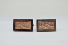 Vintage 9K Rose Gold Clogau Hammered Titanium Statement Present Cufflinks