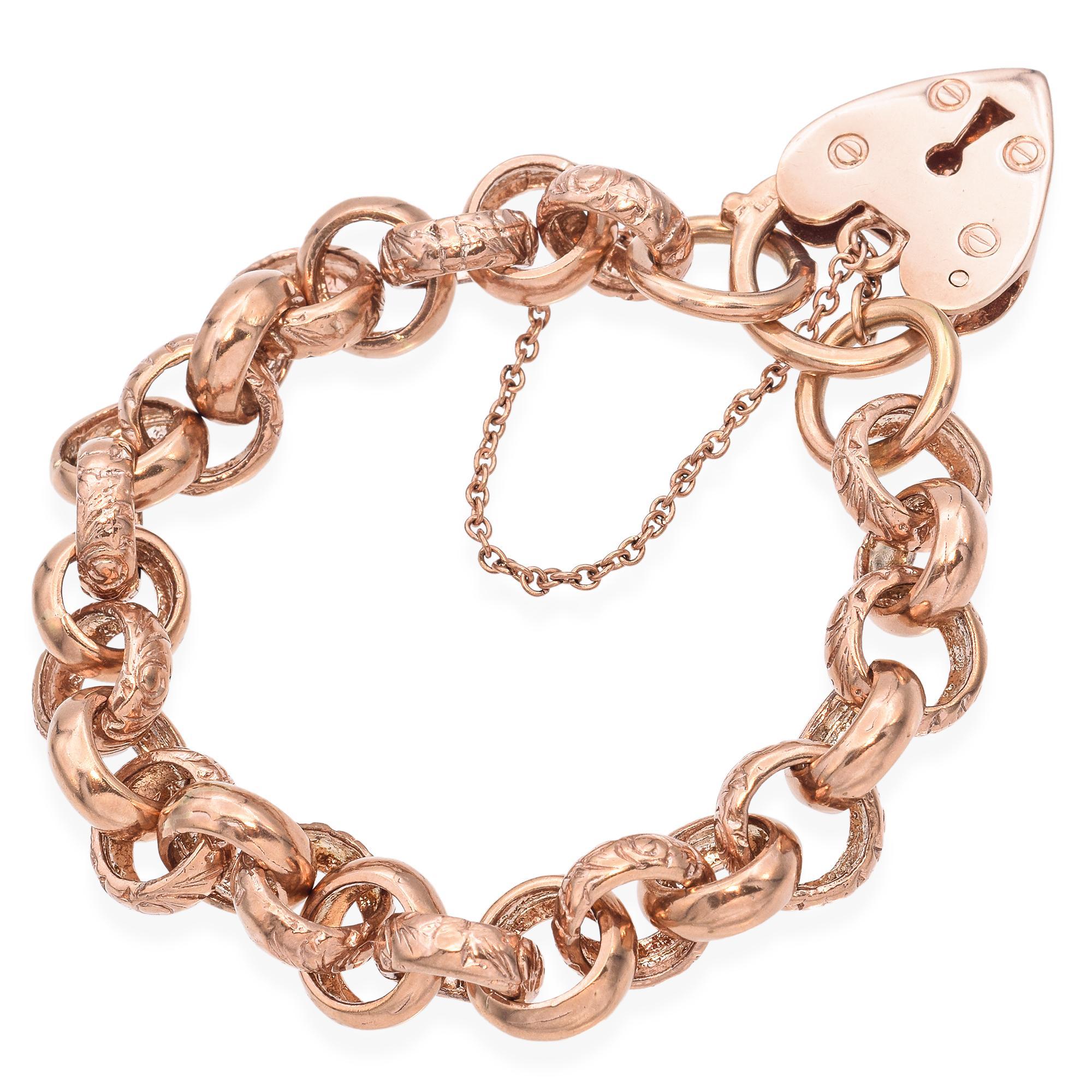 Vintage 9k Roségold Herz-Tag-Armband für Damen oder Herren