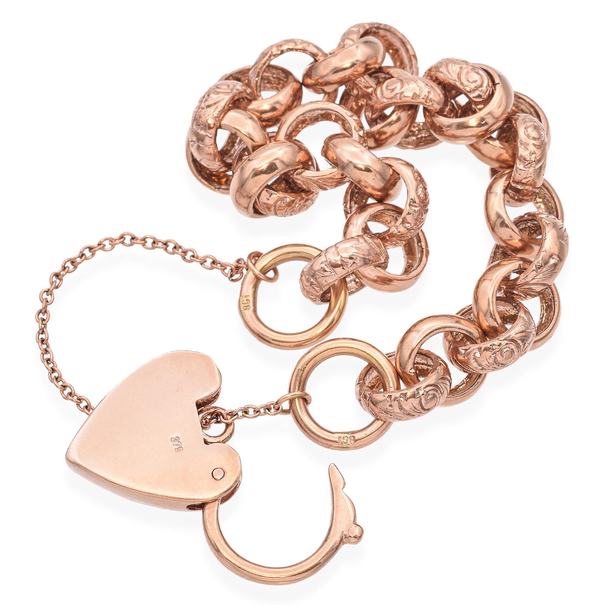 Vintage 9k Roségold Herz-Tag-Armband 1