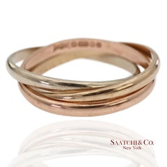 Vintage 9K Solid Rose Yellow White Gold Tri-Color Wedding Band Ring