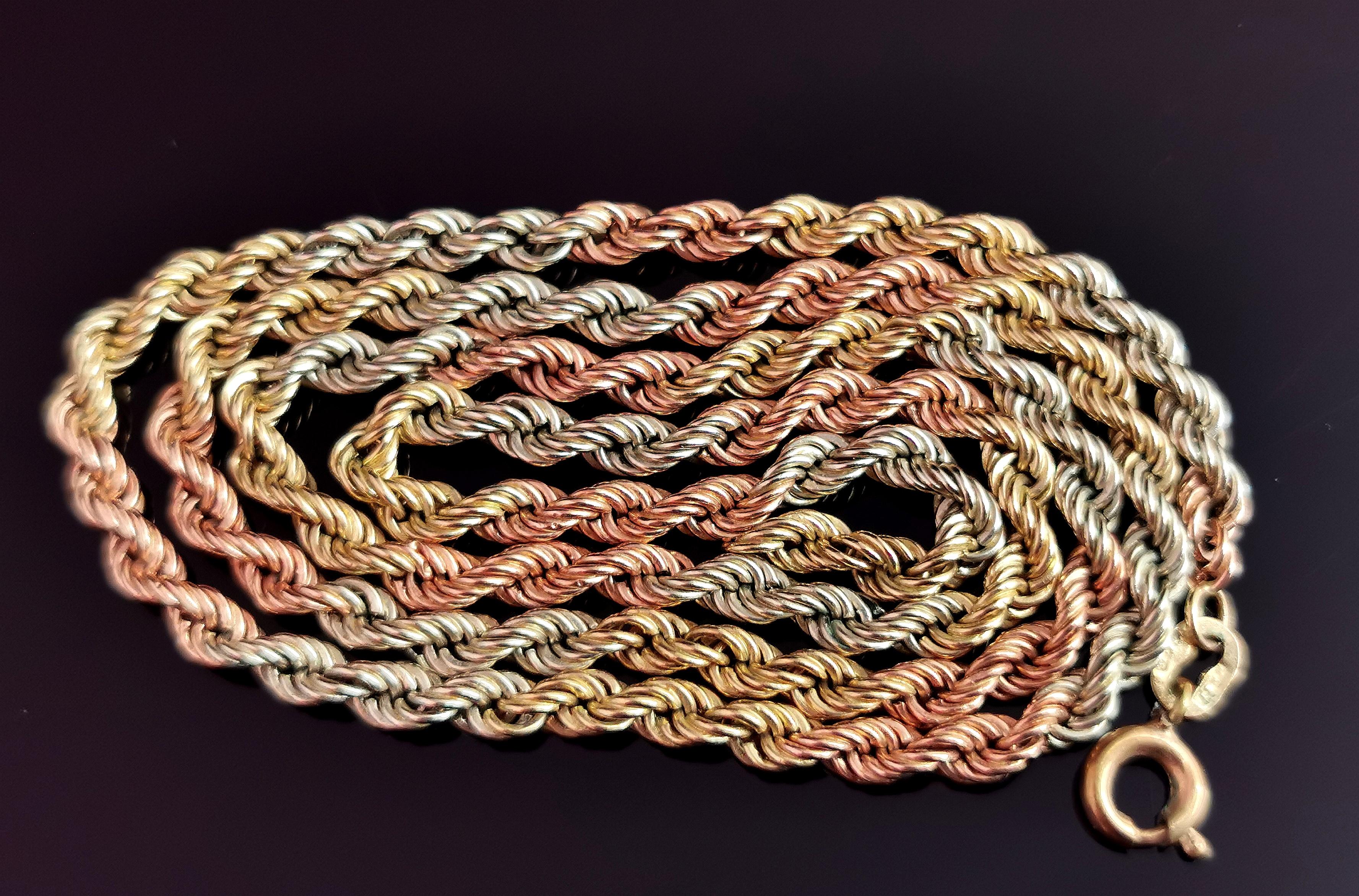 9k Tricolor Gold Seil gedrehte Kette Halskette 5
