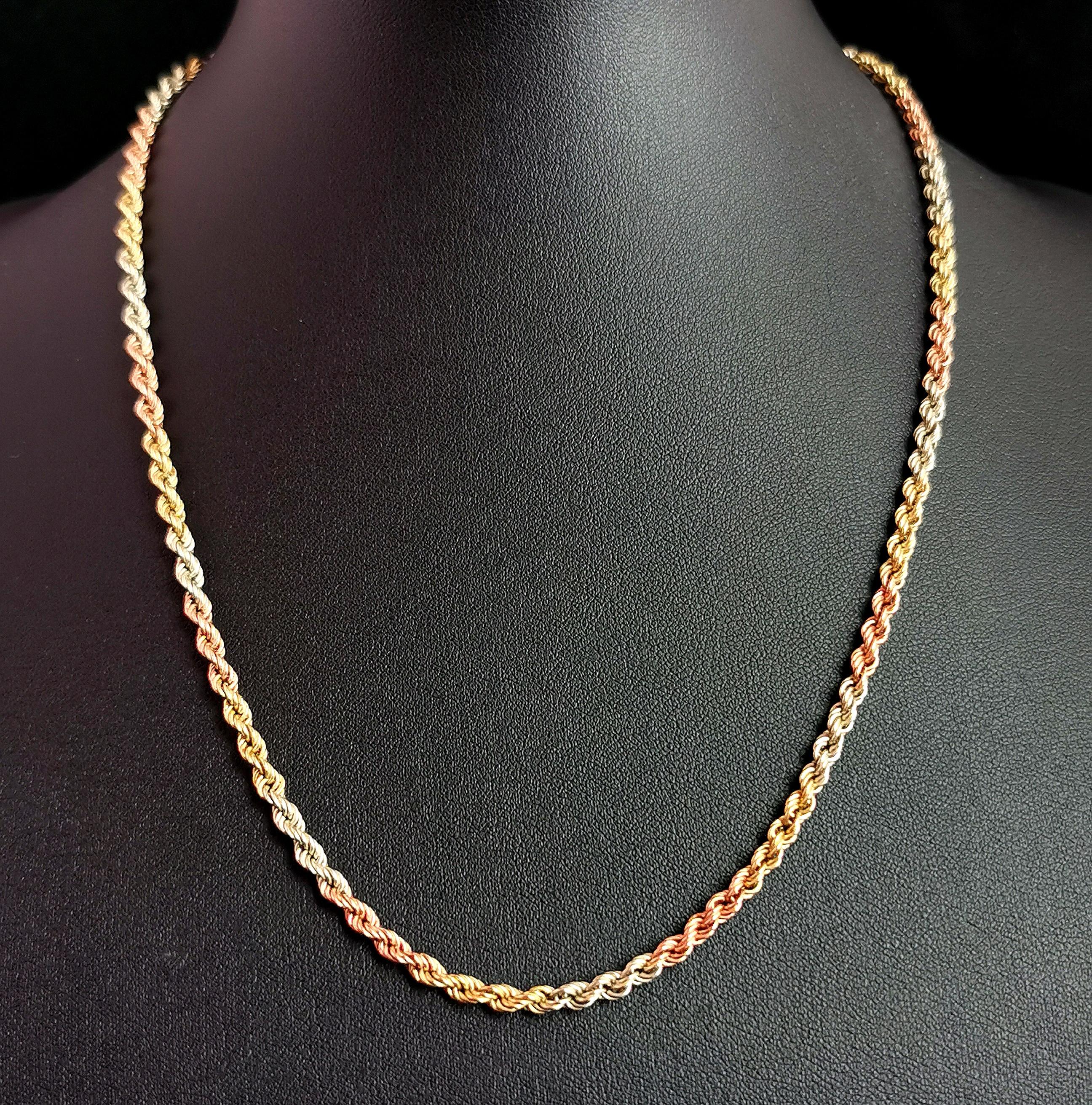 9k Tricolor Gold Seil gedrehte Kette Halskette (Moderne)