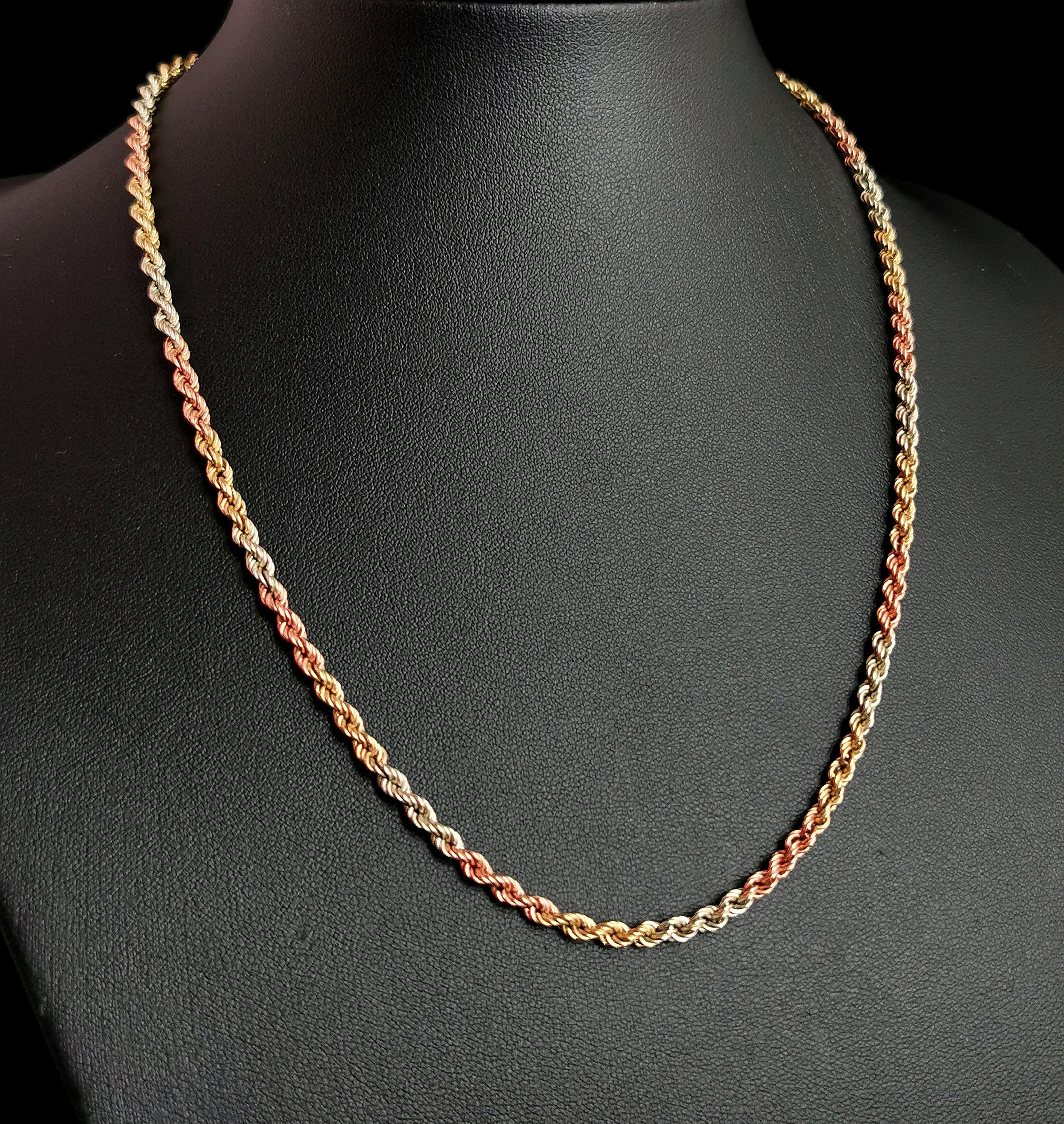 9k Tricolor Gold Seil gedrehte Kette Halskette 1