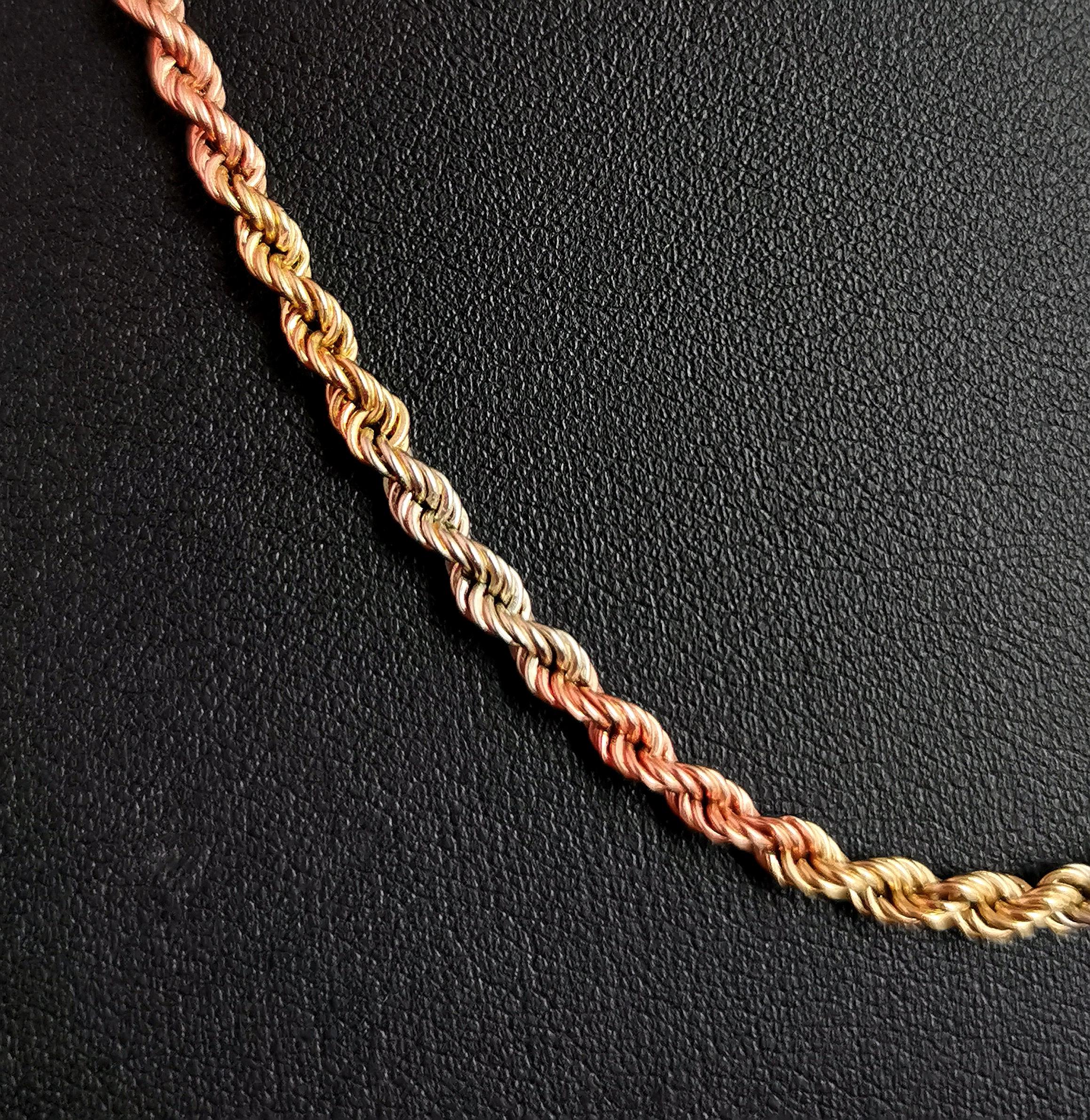 9k Tricolor Gold Seil gedrehte Kette Halskette 3