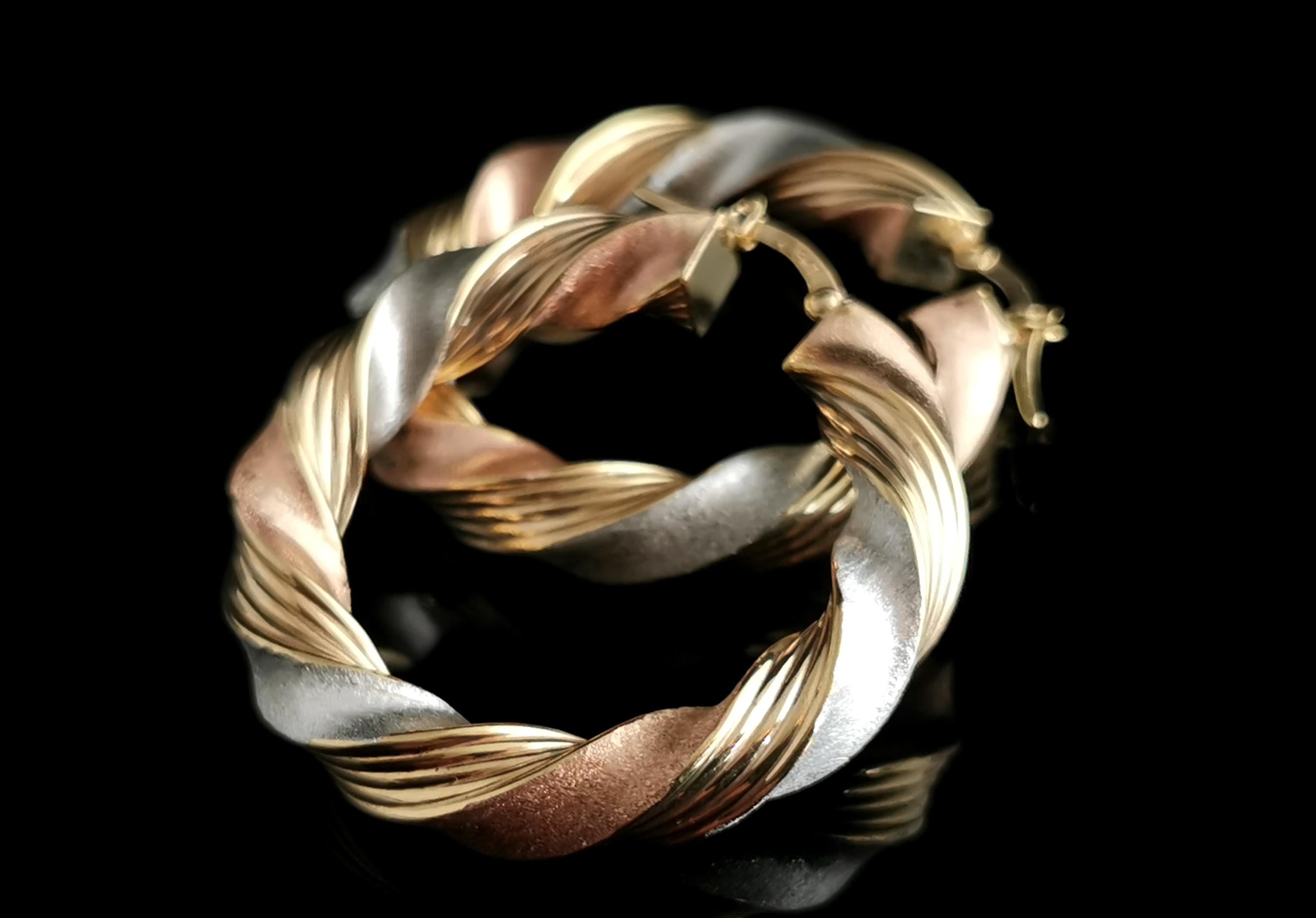 tri color gold earrings