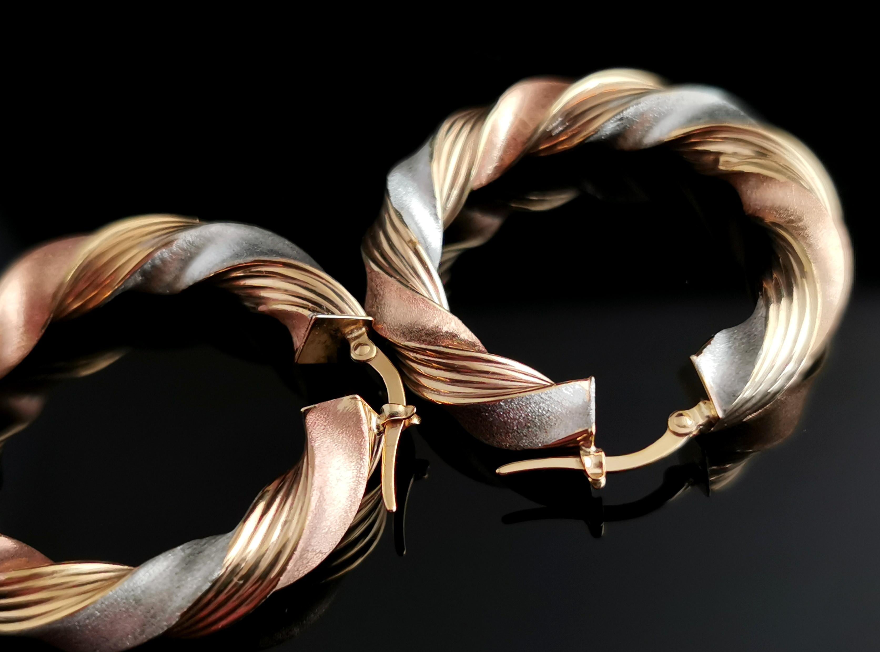 tri colour hoop earrings
