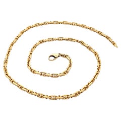 Vintage 9k Yellow Gold 20" Unique Beveled Edge Link Chain Necklace