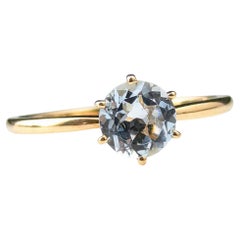 Anillo solitario vintage de oro amarillo de 9k Aguamarina