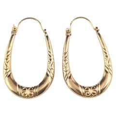 Vintage 9k yellow gold creole hoop earrings 