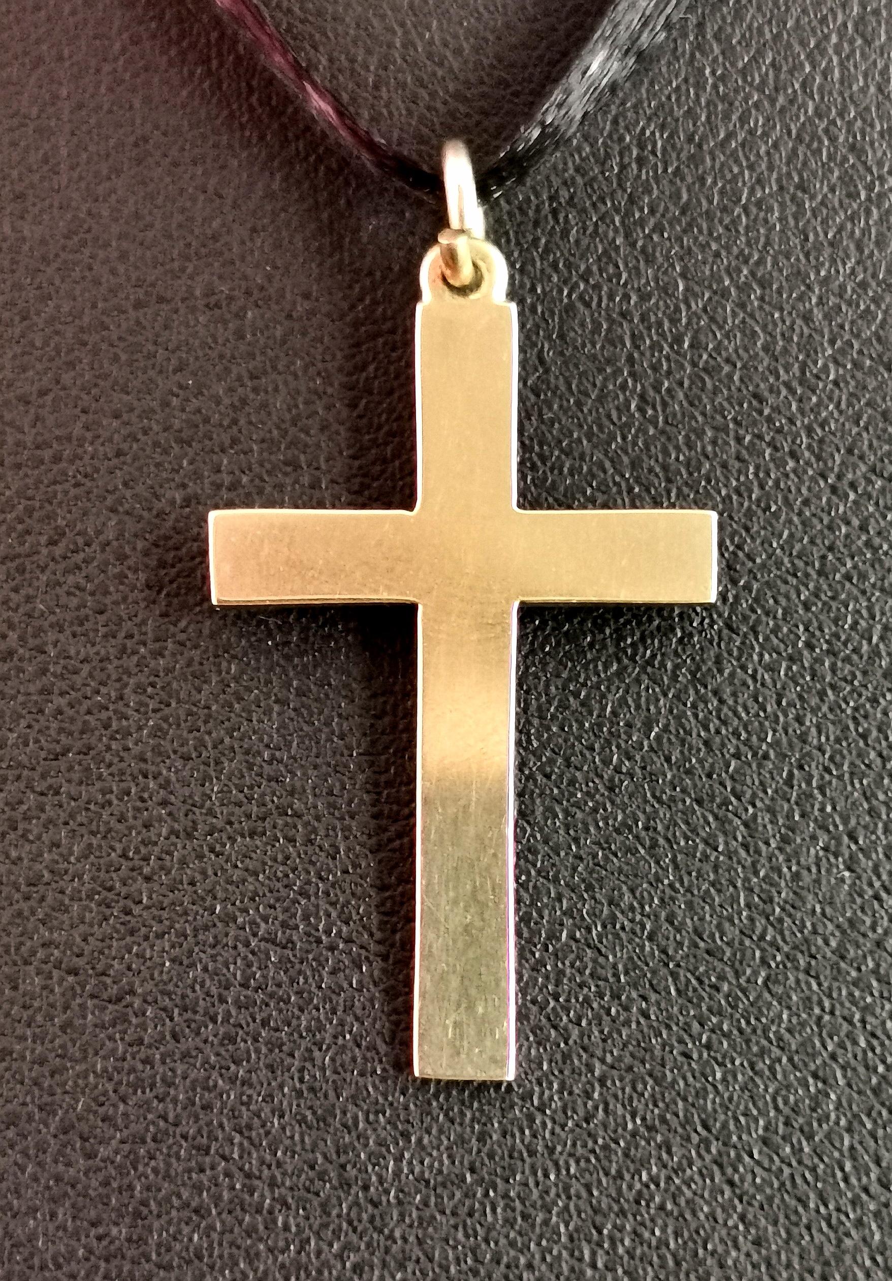 Vintage 9k Yellow Gold Cross Pendant, Deakin and Francis 6