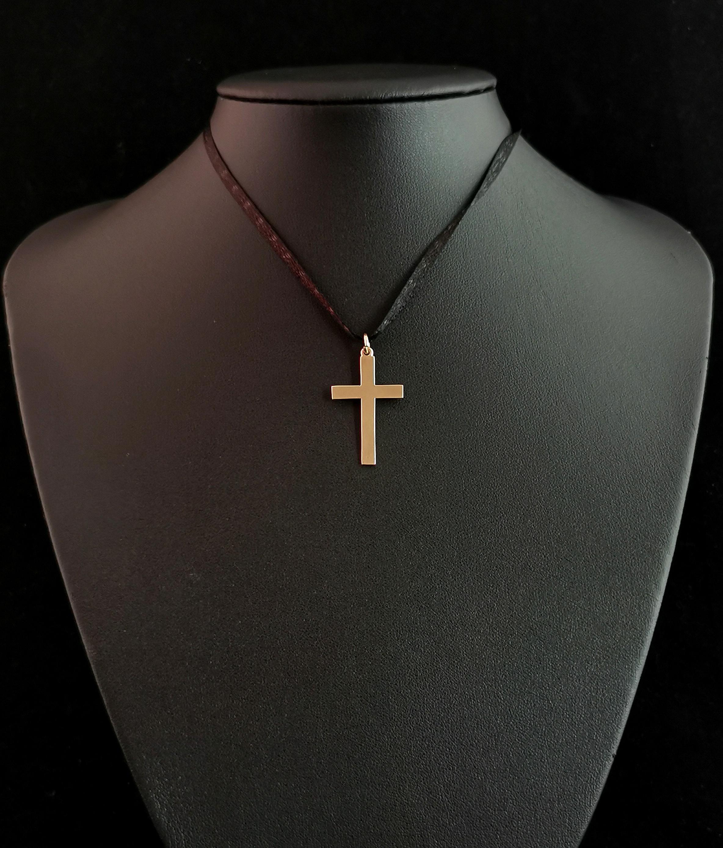 Vintage 9k Yellow Gold Cross Pendant, Deakin and Francis 1