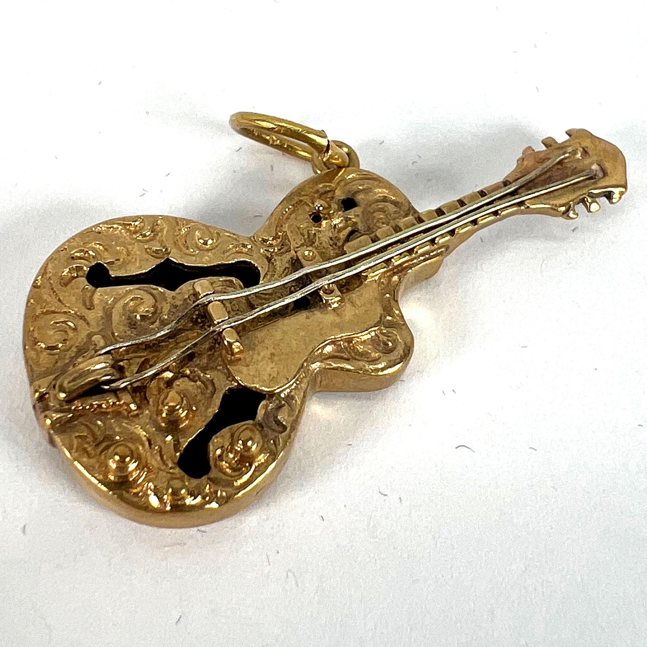 Pendentif vintage en or jaune 9K avec breloque guitare électrique en vente 8