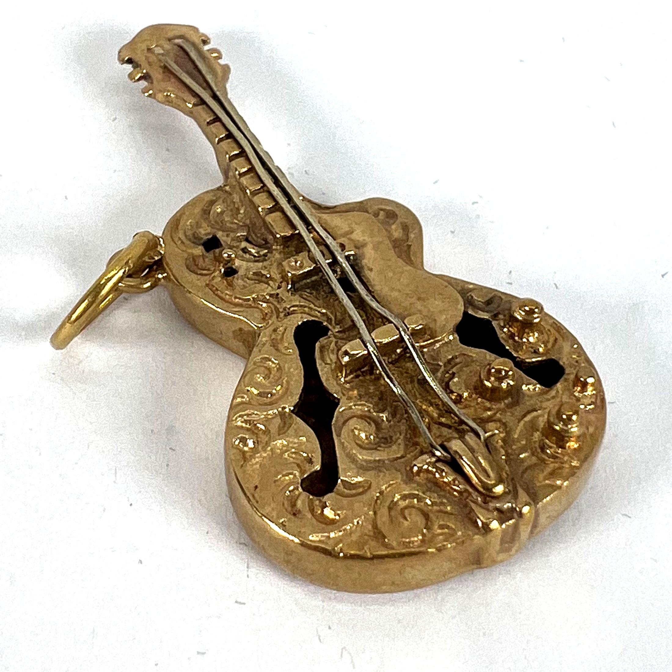 Pendentif vintage en or jaune 9K avec breloque guitare électrique en vente 10