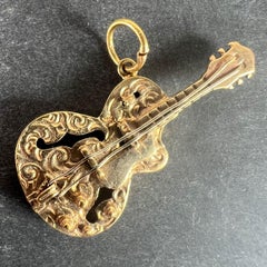Vintage 9K Yellow Gold Electric Guitar Charm Pendant