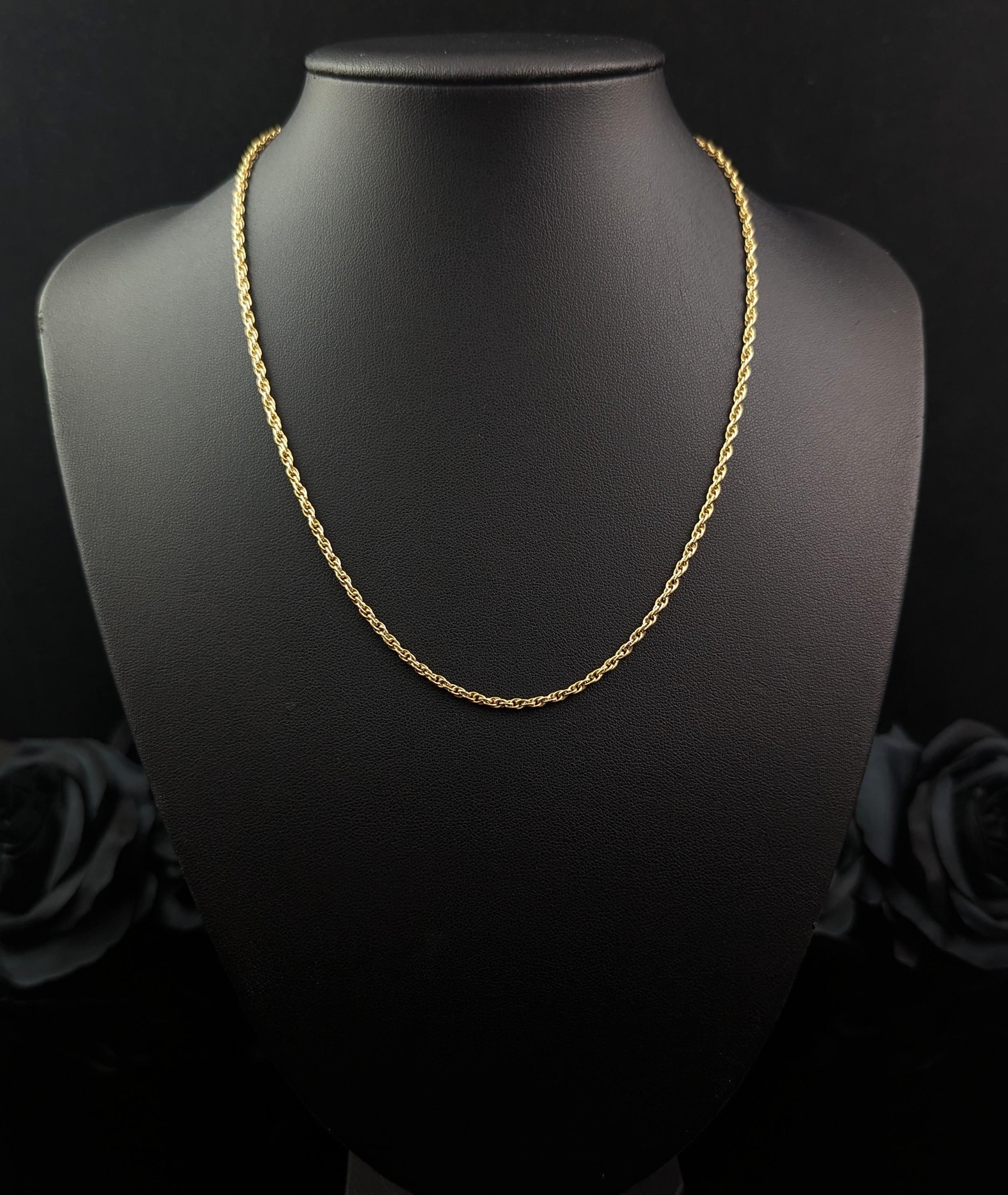 Retro Vintage 9k Yellow Gold Fancy Link Chain Necklace For Sale
