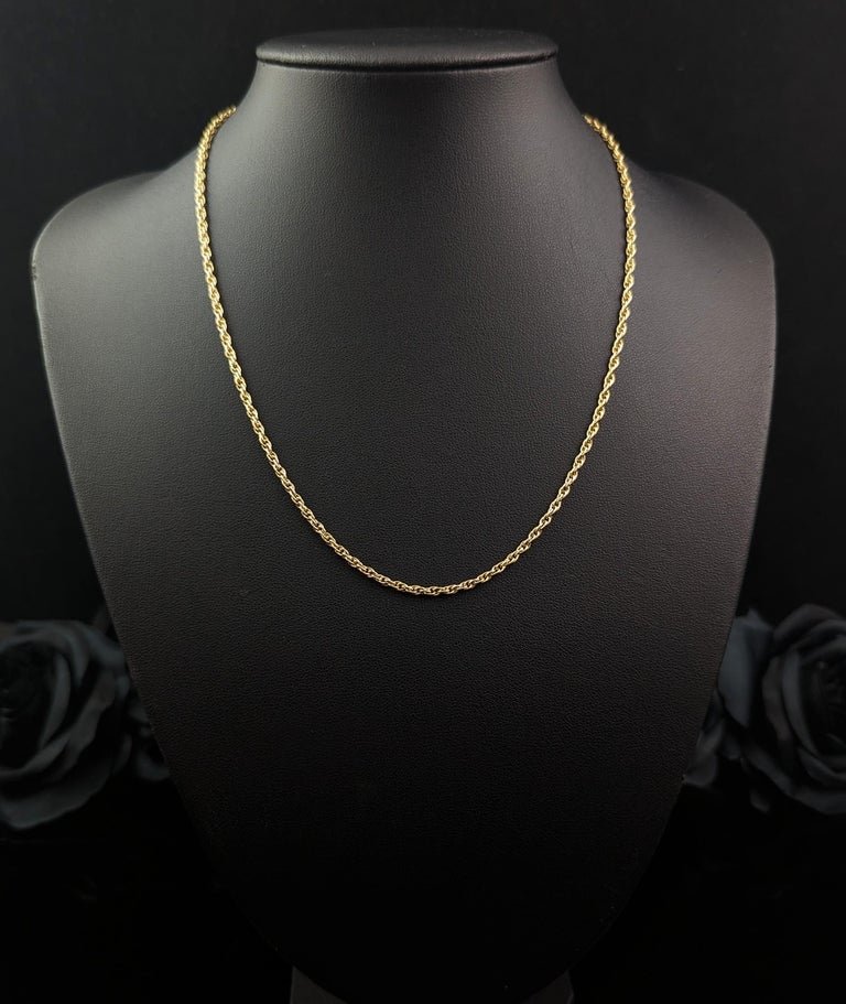 Vintage 9k Yellow Gold Fancy Link Chain Necklace For Sale at 1stDibs